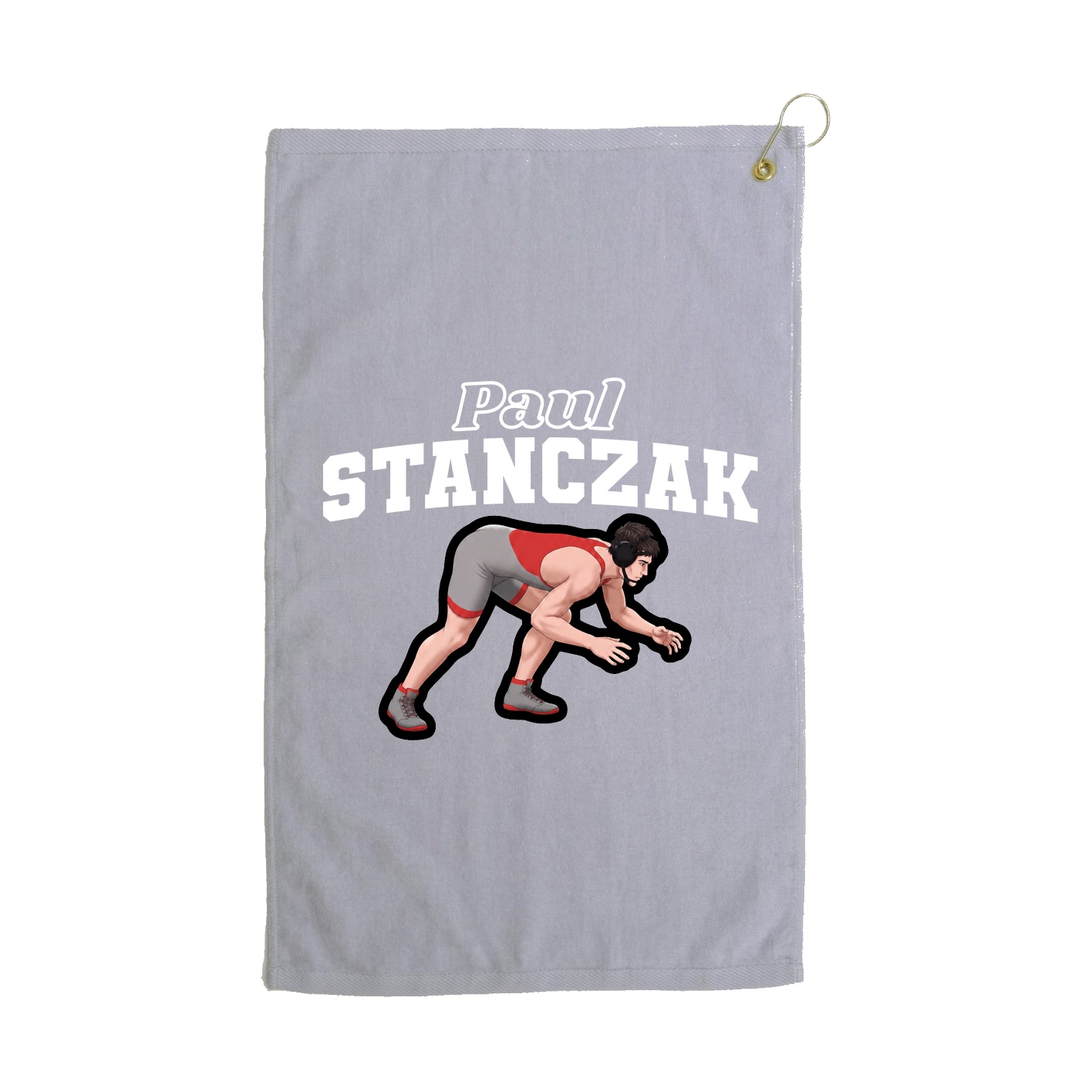 Golf Towel — Name Arch in Grey