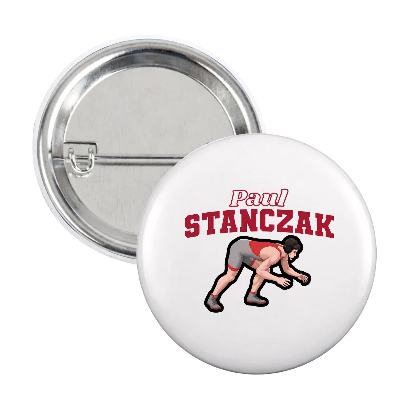 Game Day Button — Name Arch in White