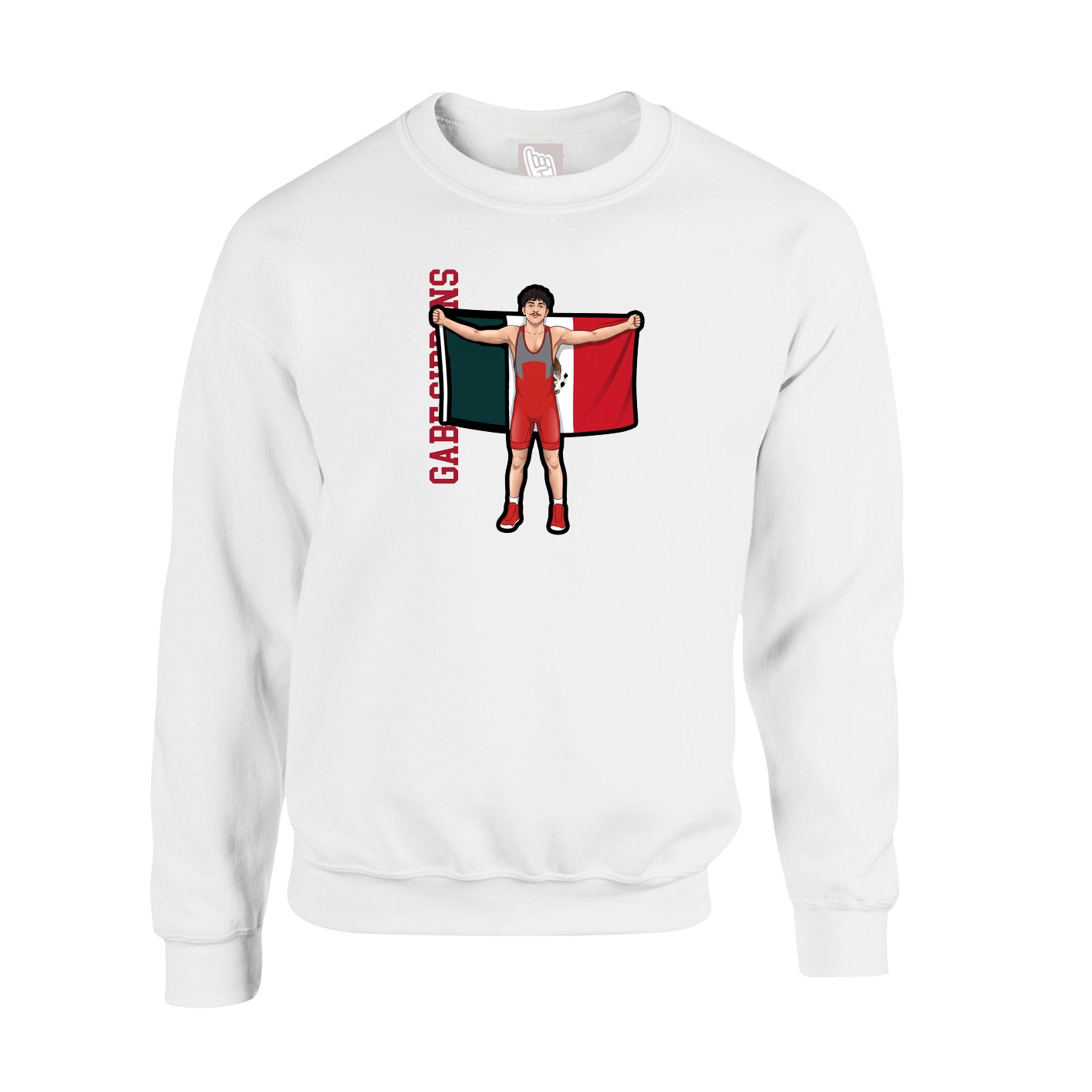 Fleece Crew — Name Vertical in White