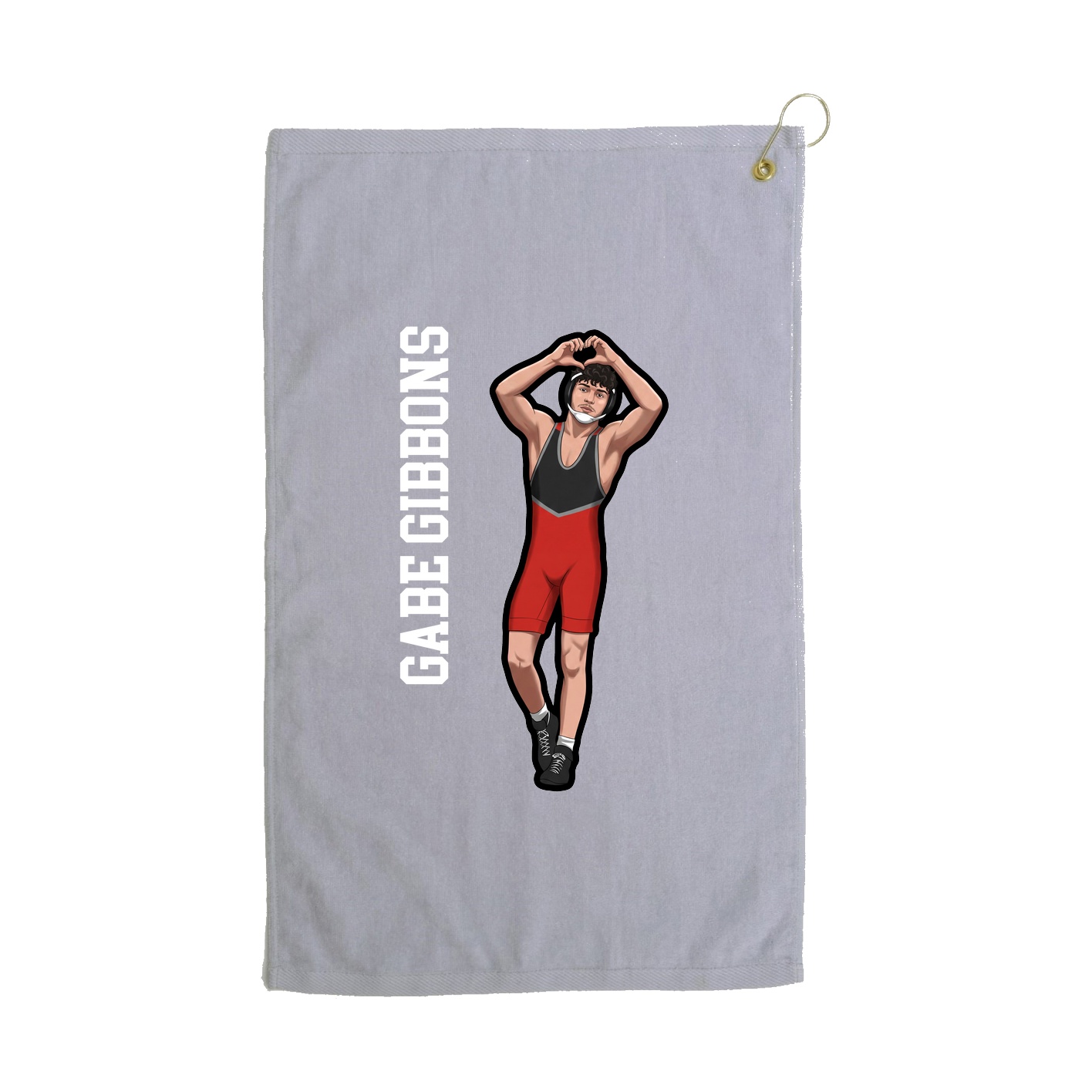Golf Towel — Name Vertical in Grey
