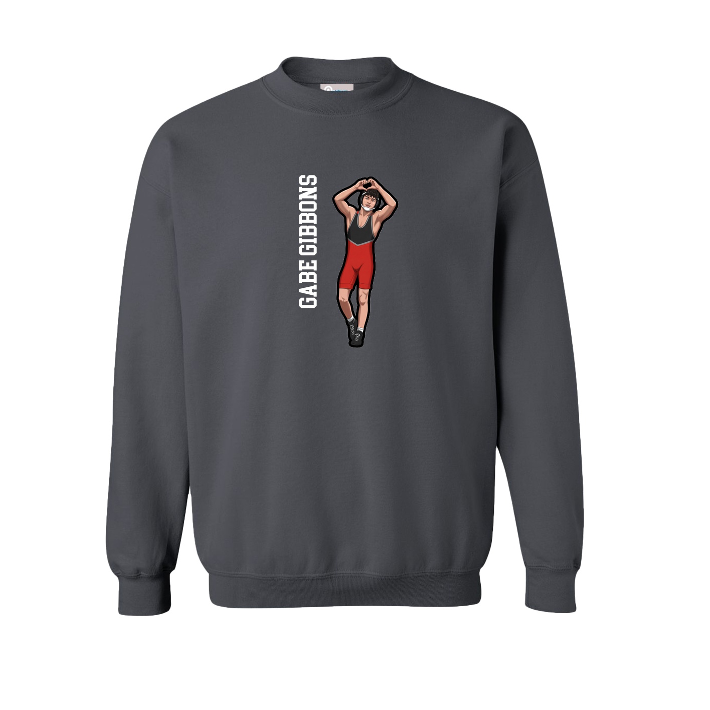 Fleece Crew — Name Vertical in Grey
