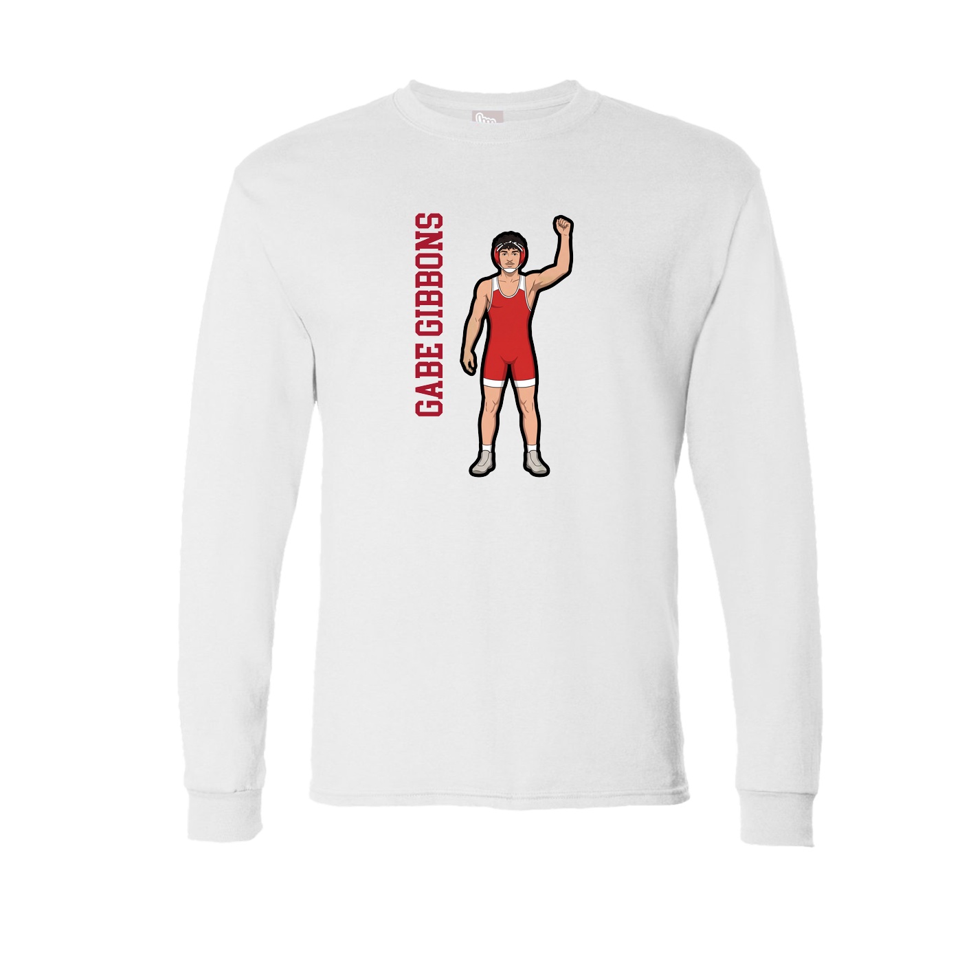 Long Sleeve Tee — Name Vertical in White