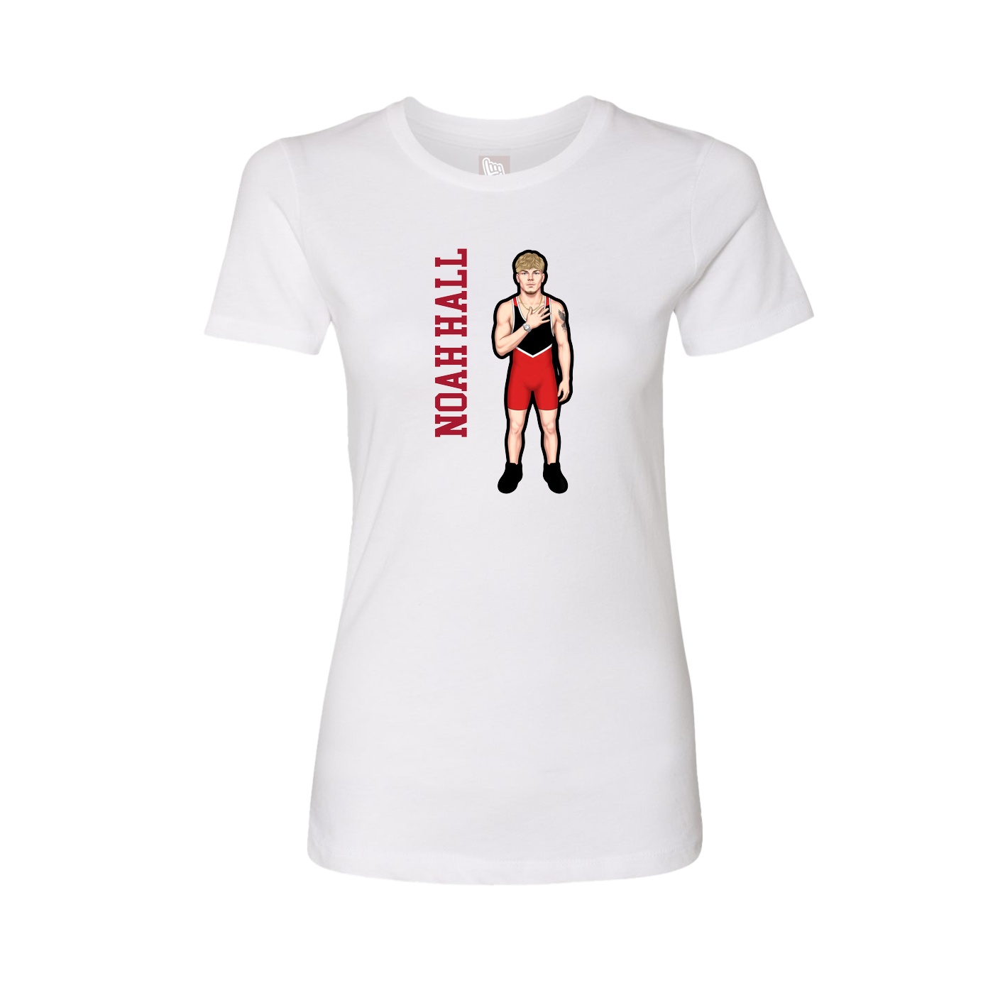 Fitted Women's Tee — Name Vertical in White