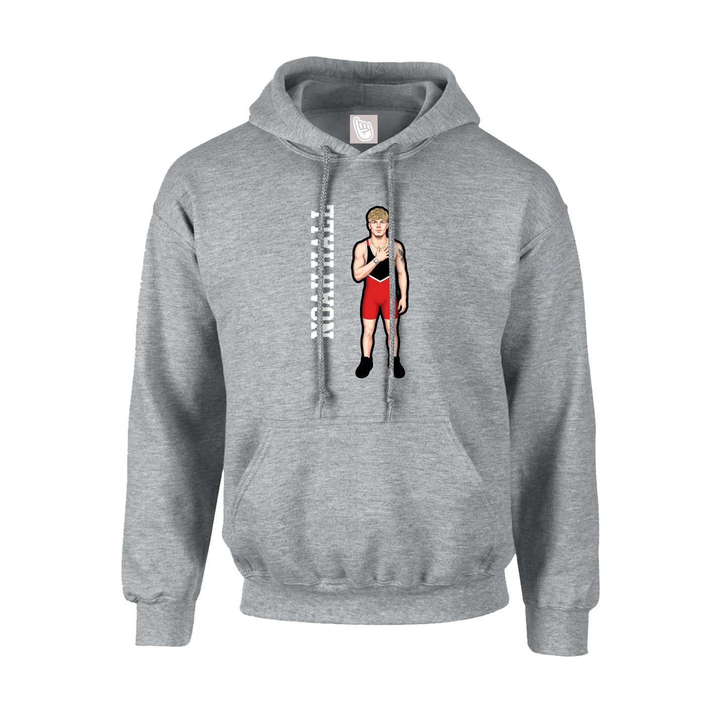 Youth Hoodie — Name Vertical in Grey