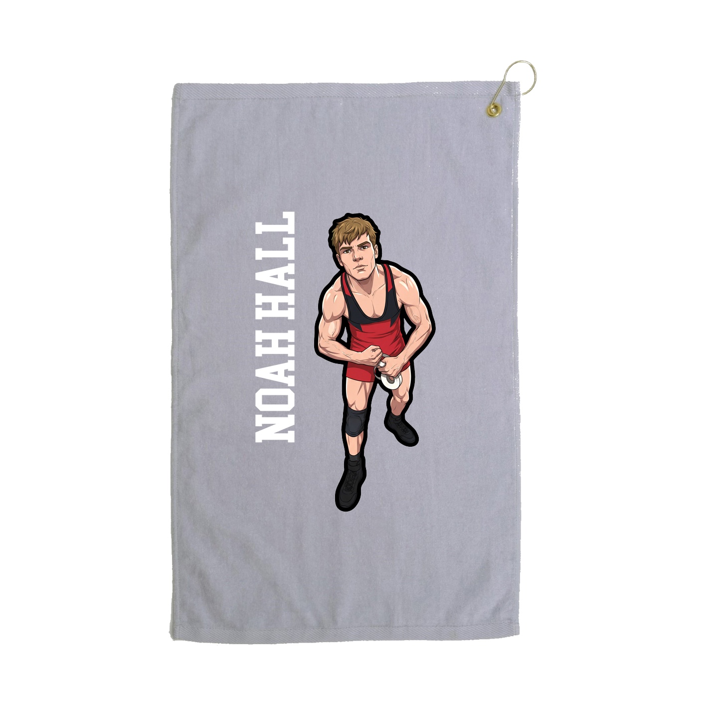 Golf Towel — Name Vertical in Grey