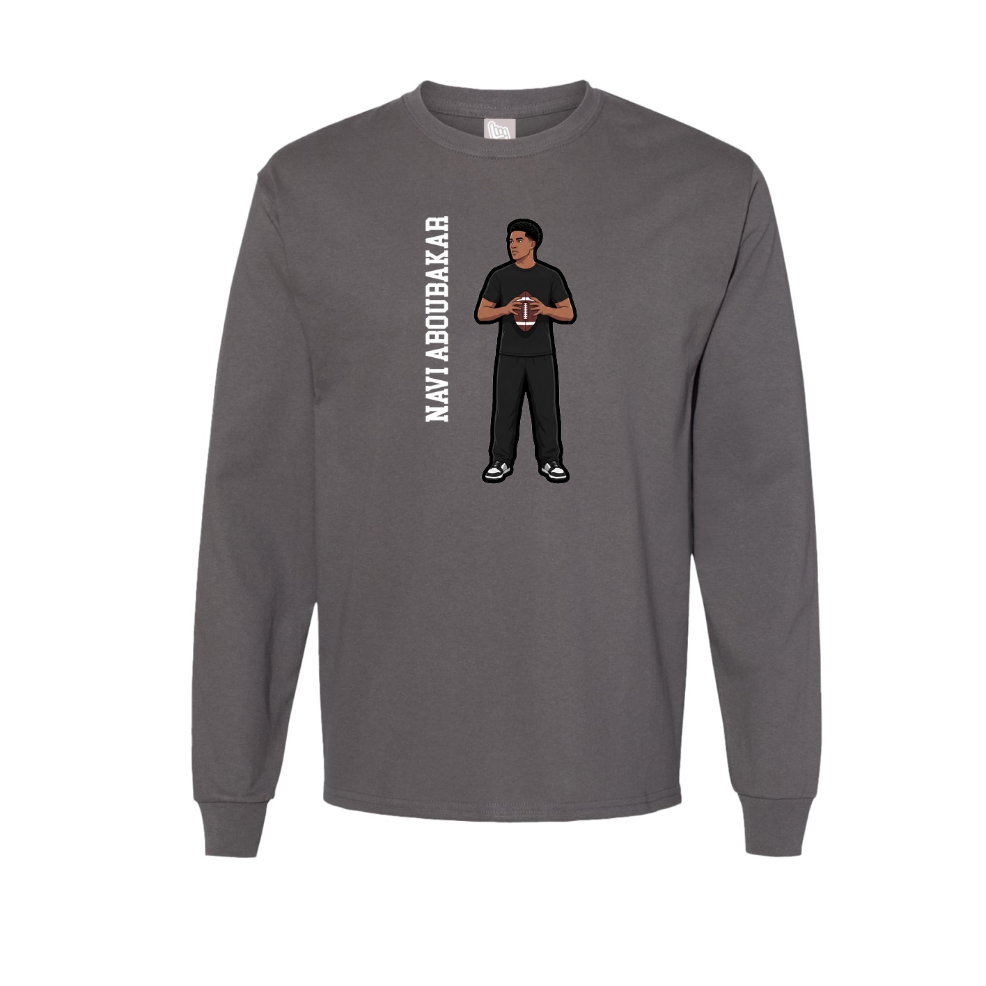 Long Sleeve Tee — Name Vertical in Grey