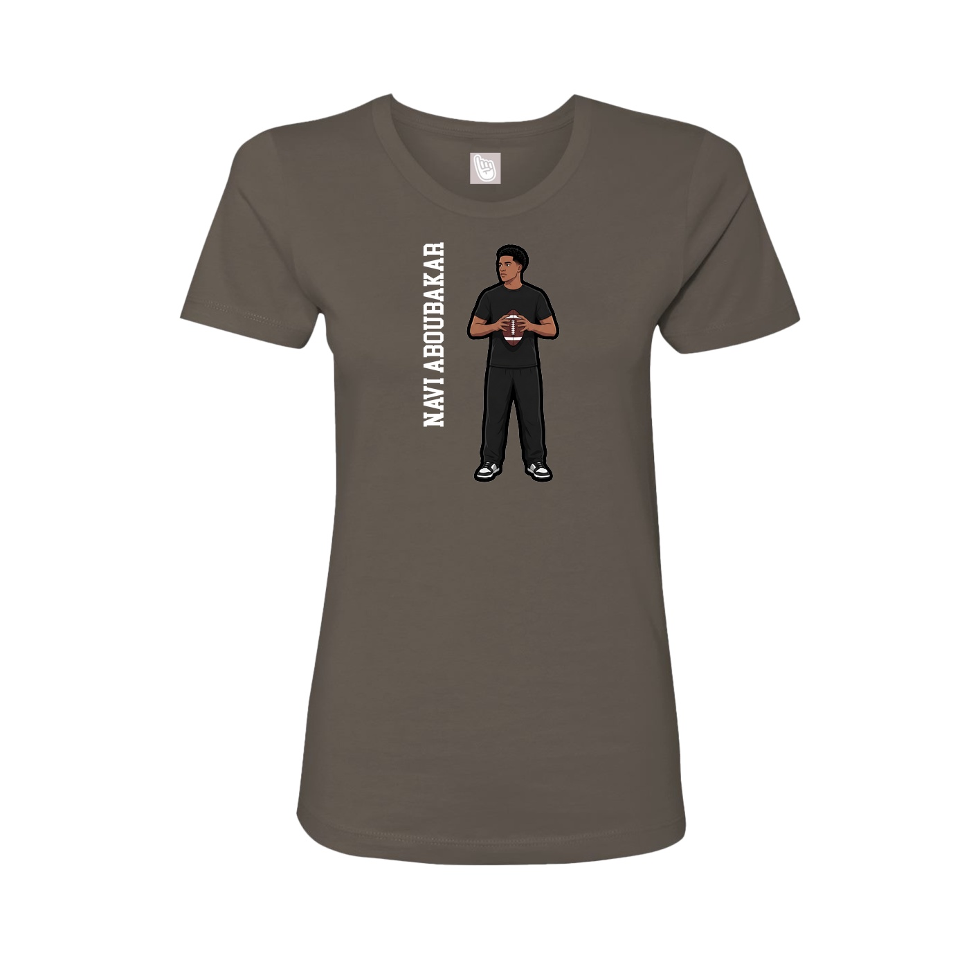 Fitted Women's Tee — Name Vertical in Grey