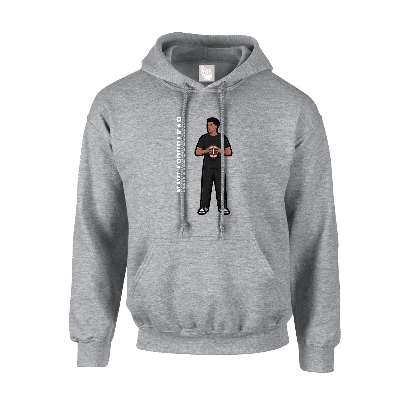 Youth Hoodie — Name Vertical in Grey