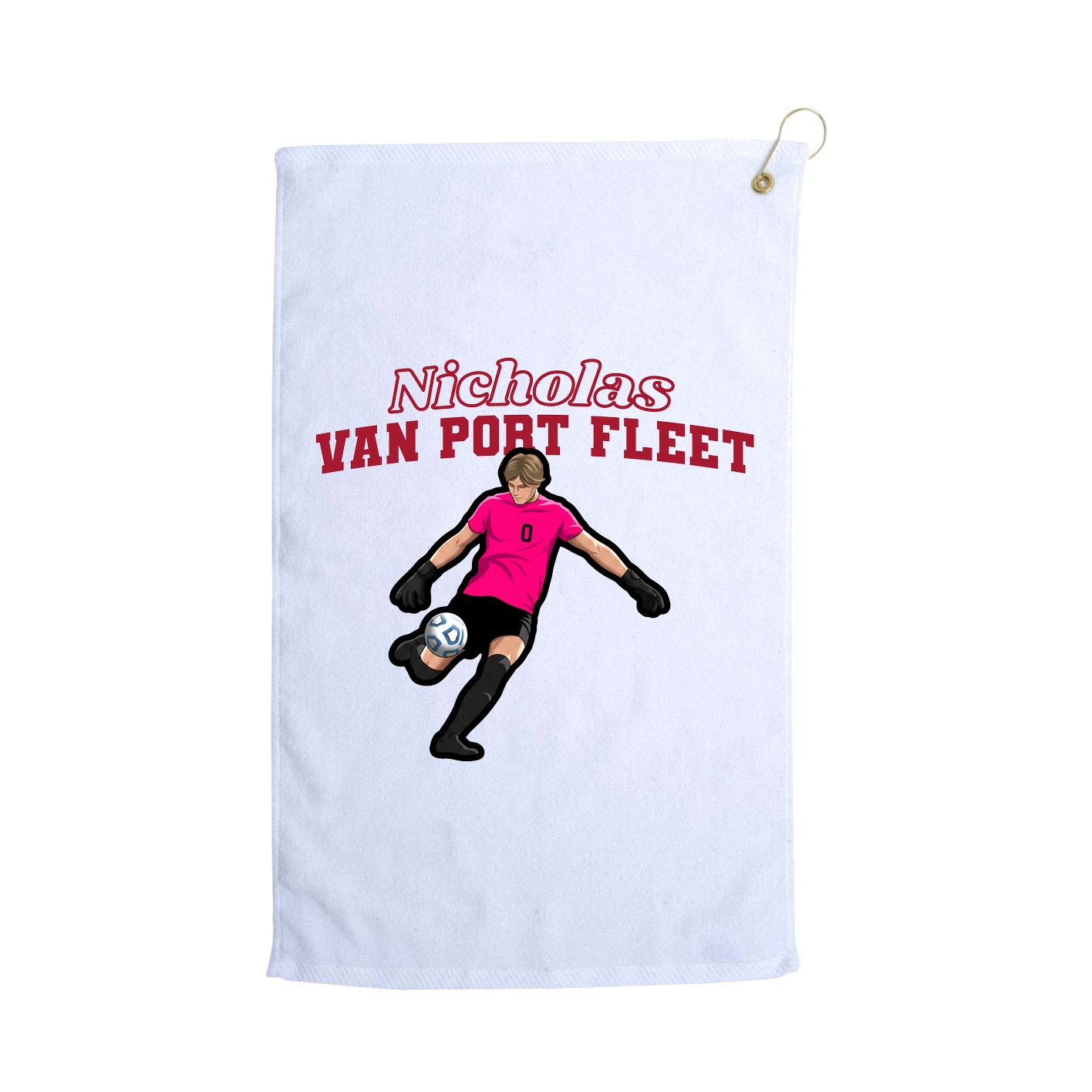 Golf Towel — Name Arch in White