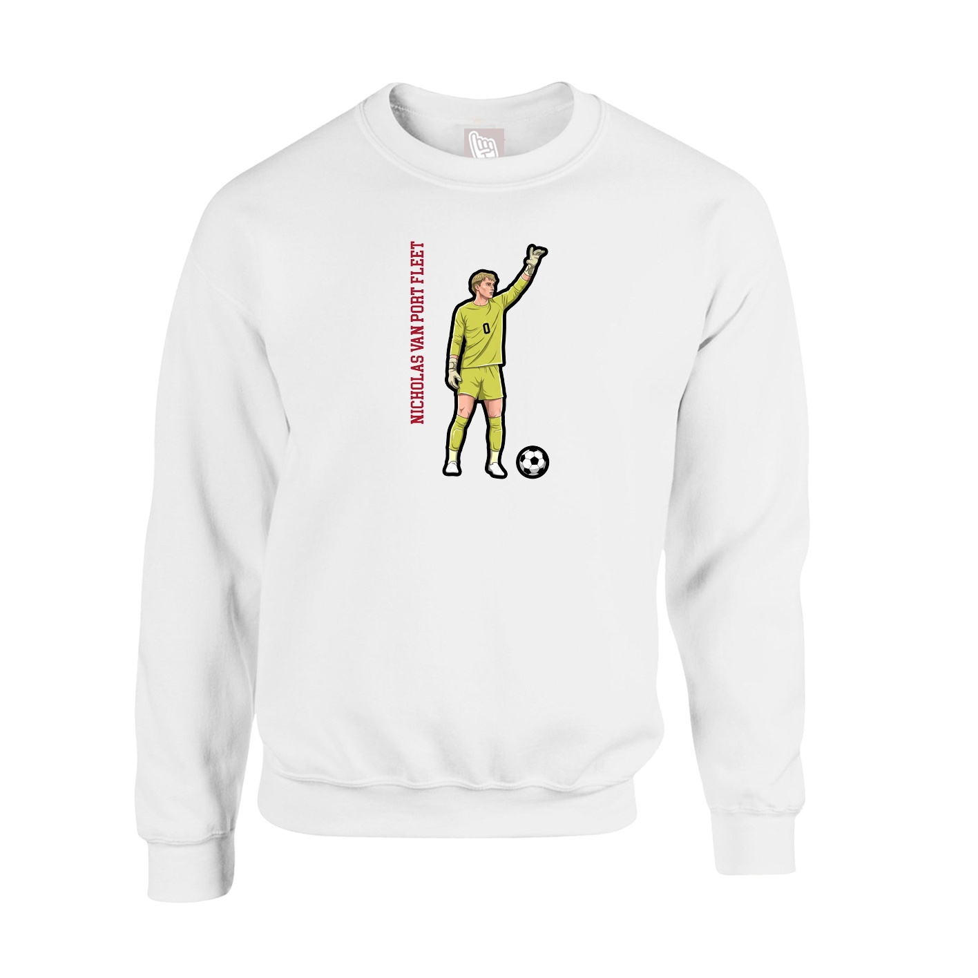 Fleece Crew — Name Vertical in White