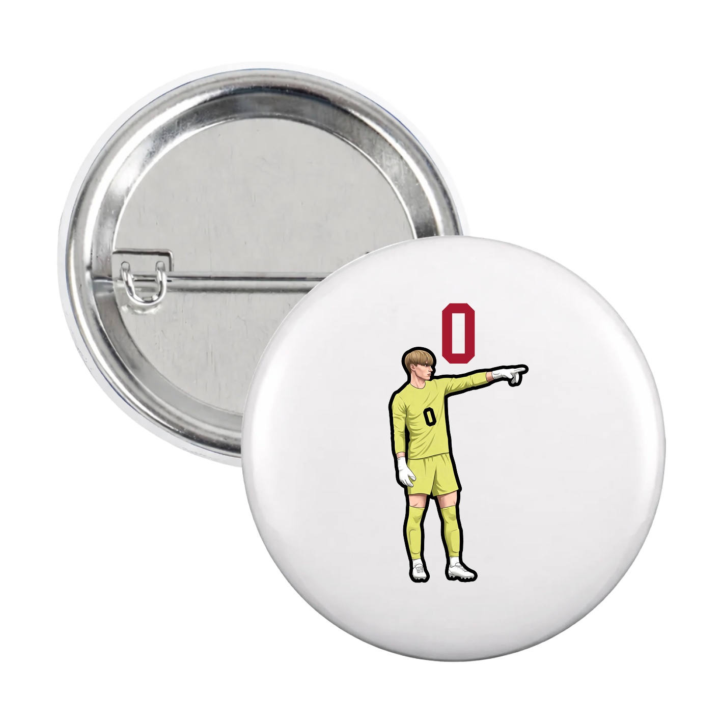 Game Day Button — Number Top in White
