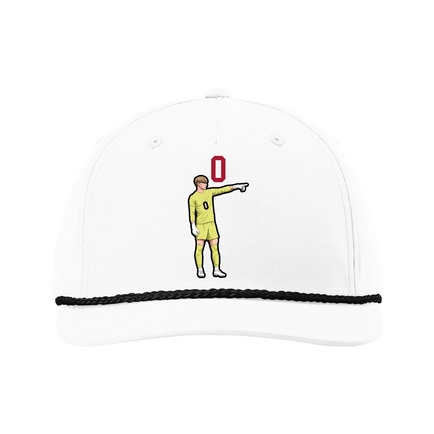 Five-Panel Classic Rope Cap — Number Top in White