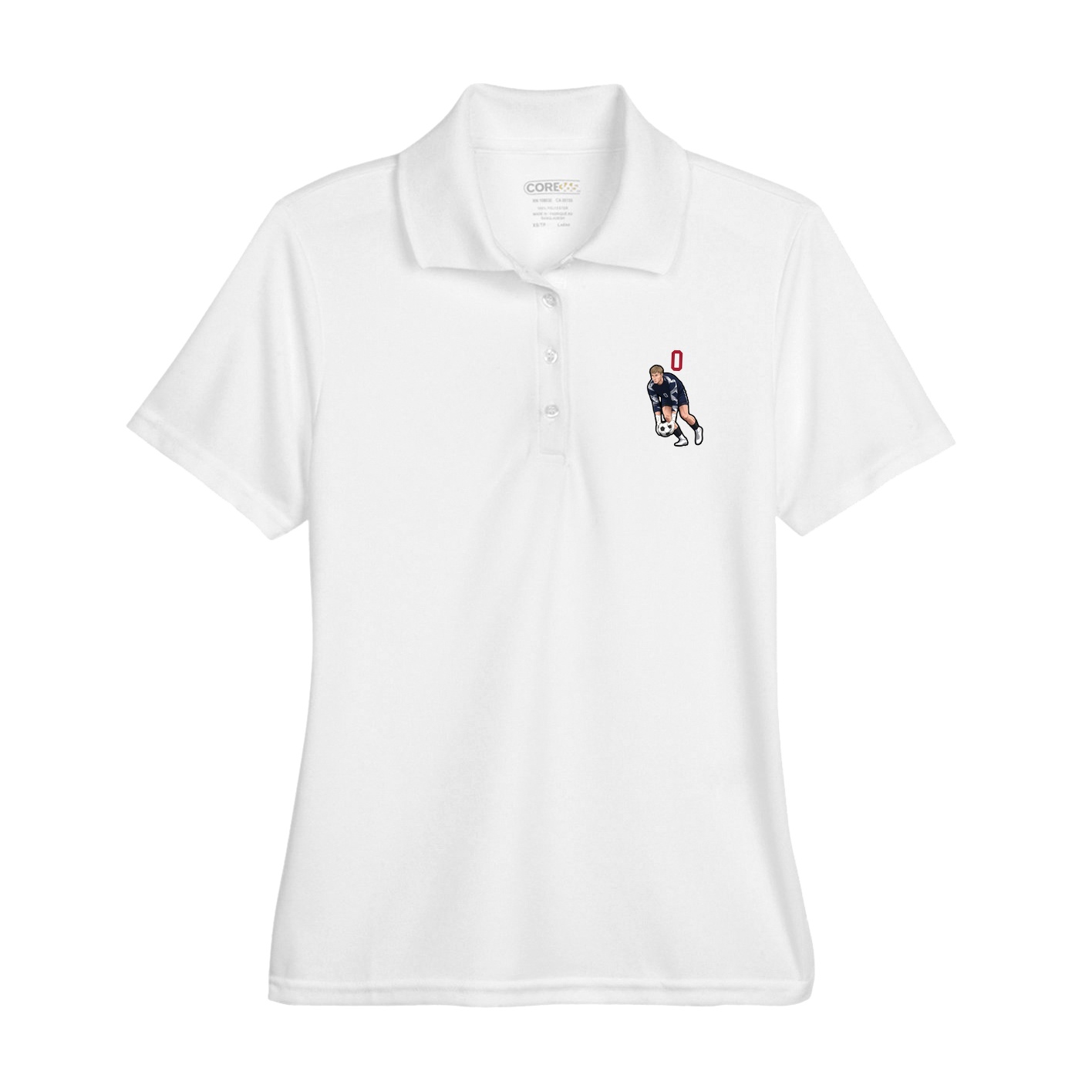 Womens Performance Polo — Number Top in White