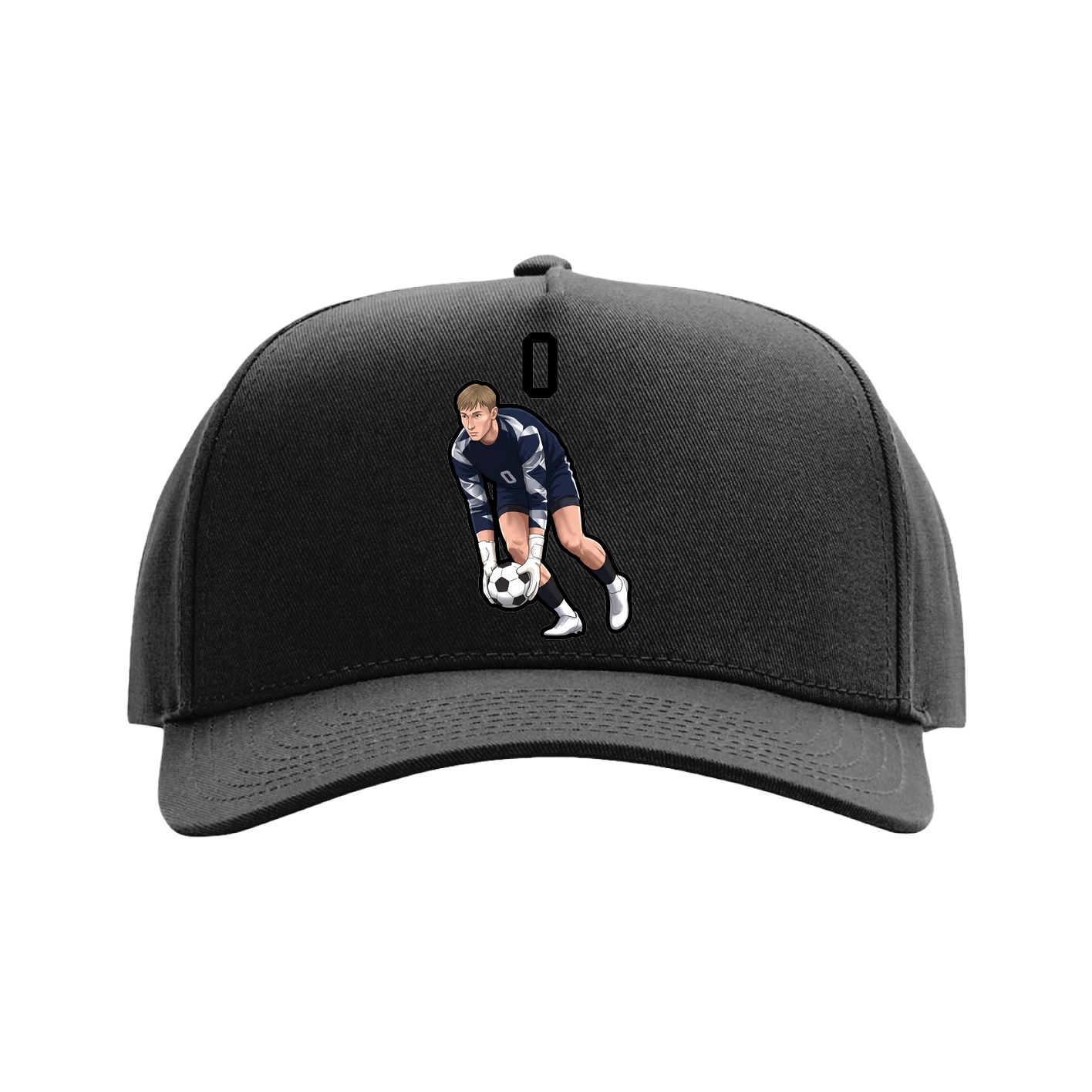 Full Fabric Five-Panel Champ Cap — Number Top in Black