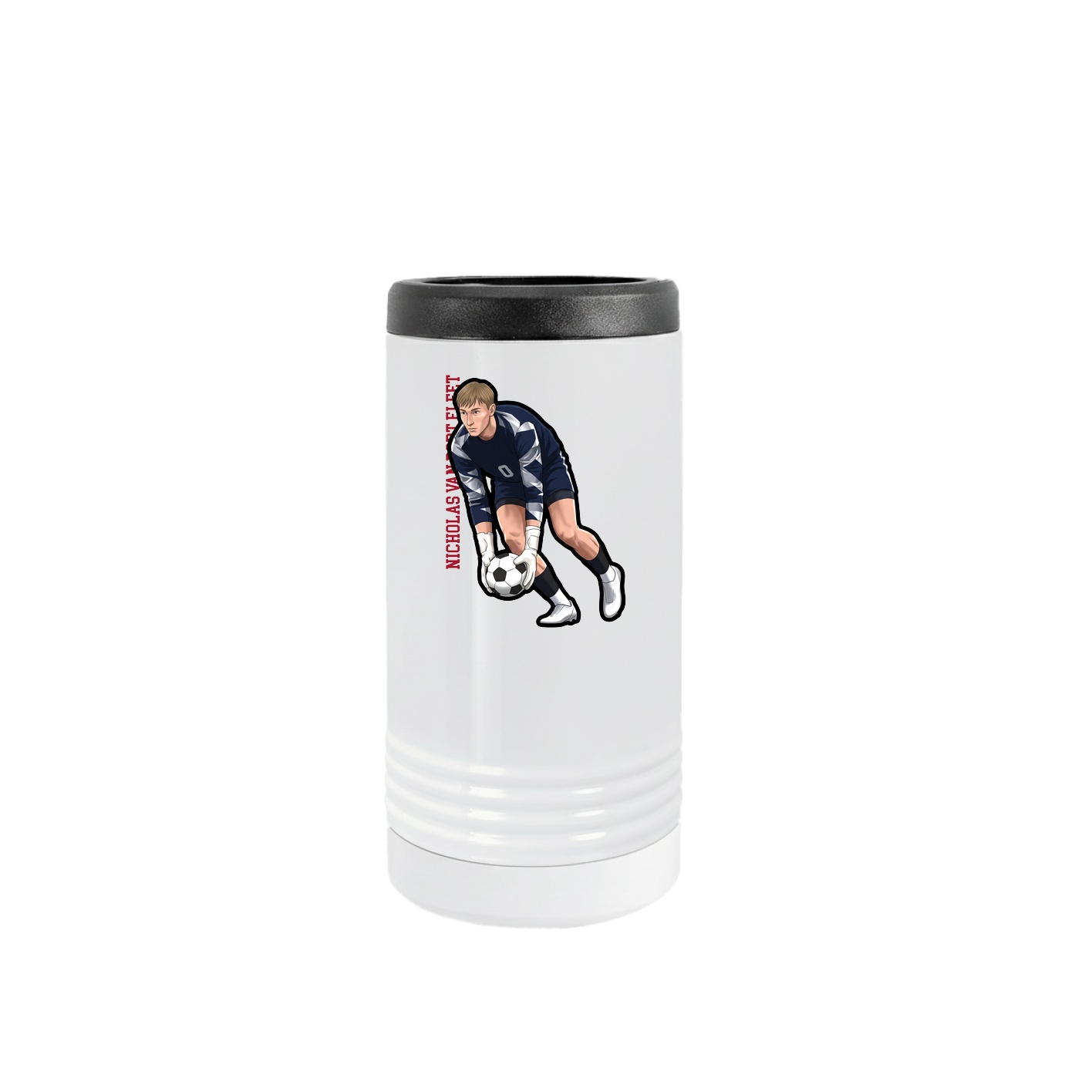 Slim Beverage Holder — Name Vertical in White
