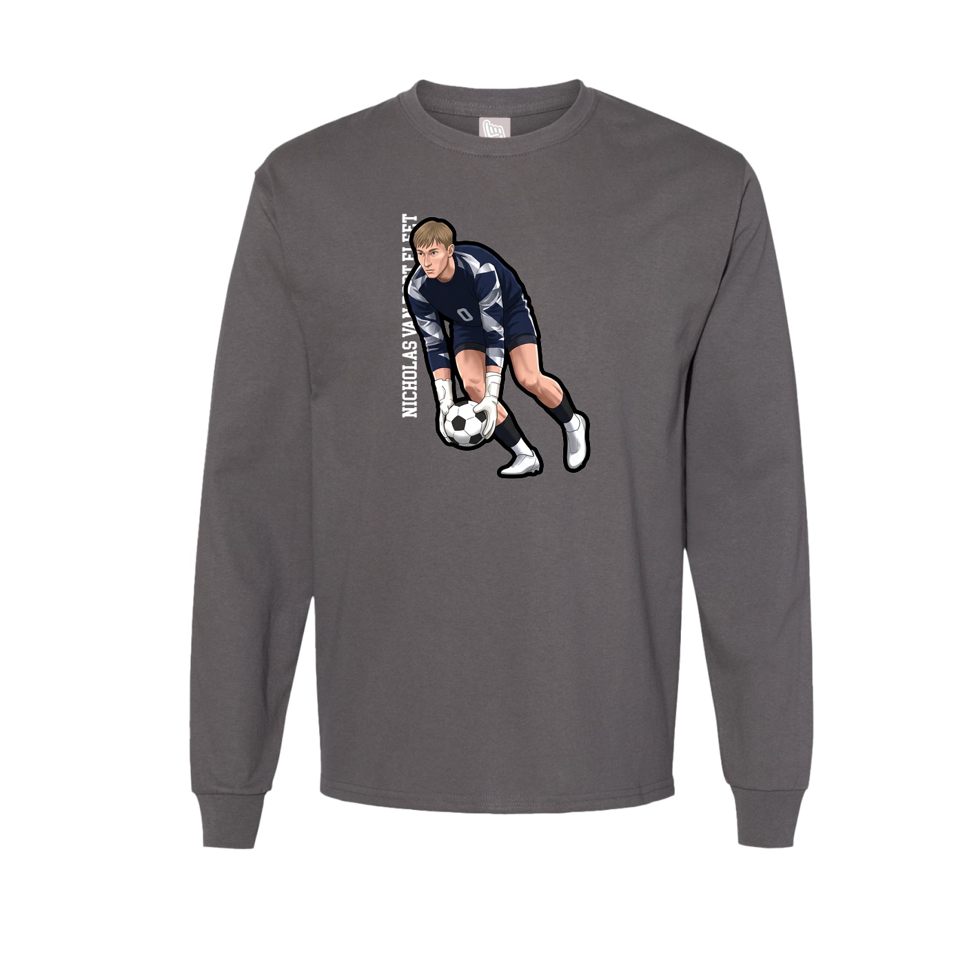 Long Sleeve Tee — Name Vertical in Grey