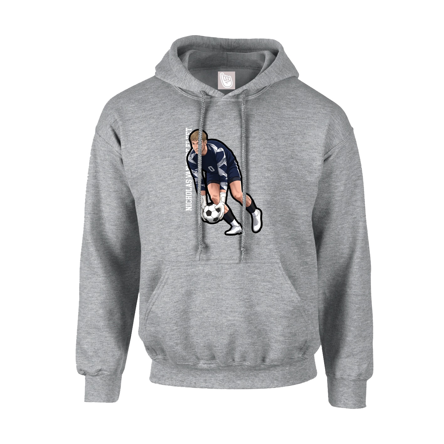 Hoodie — Name Vertical in Grey