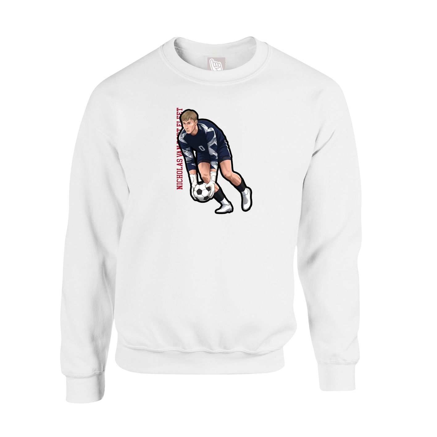 Fleece Crew — Name Vertical in White