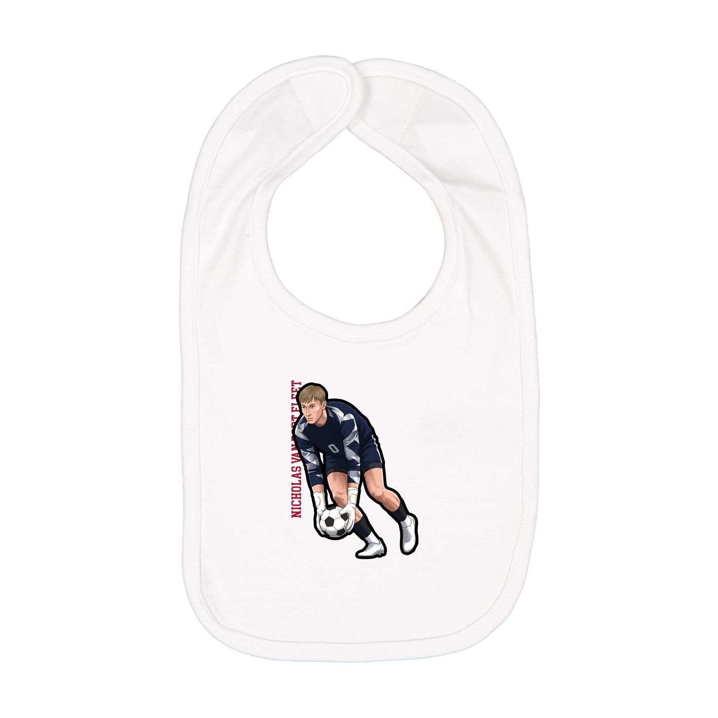 Infant Bib — Name Vertical in White
