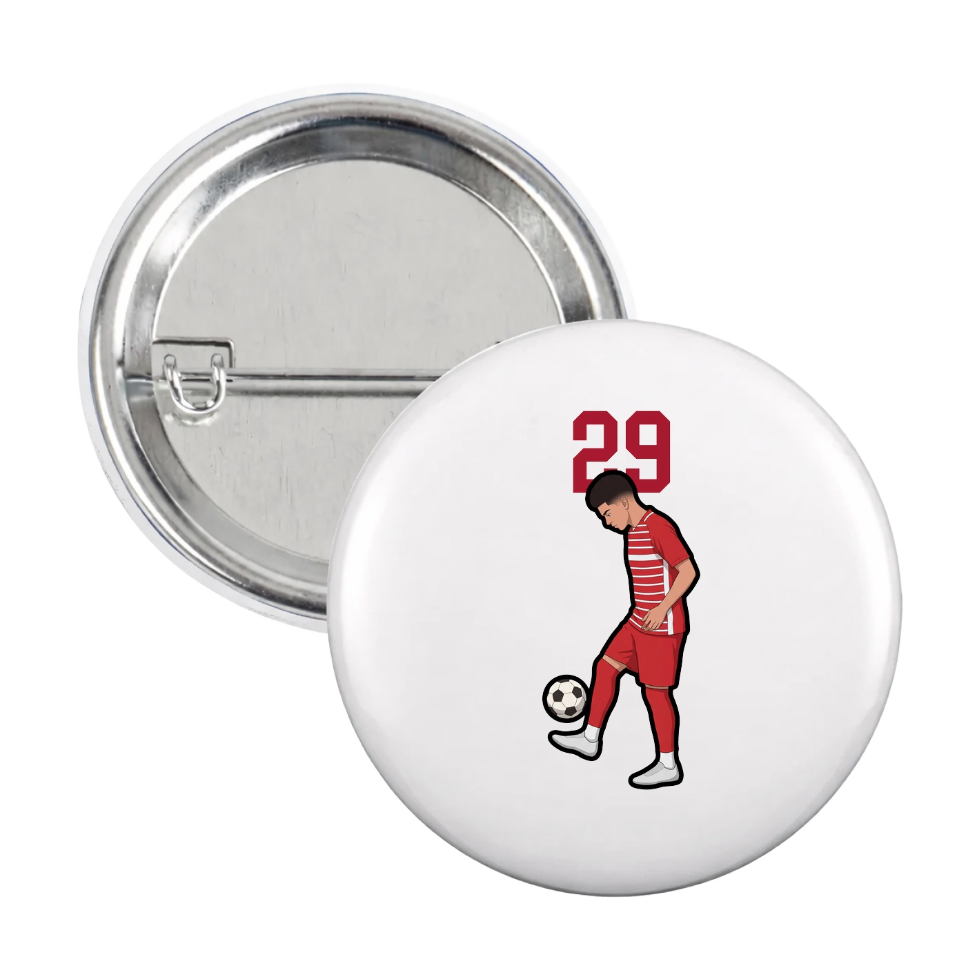 Game Day Button — Number Top in White