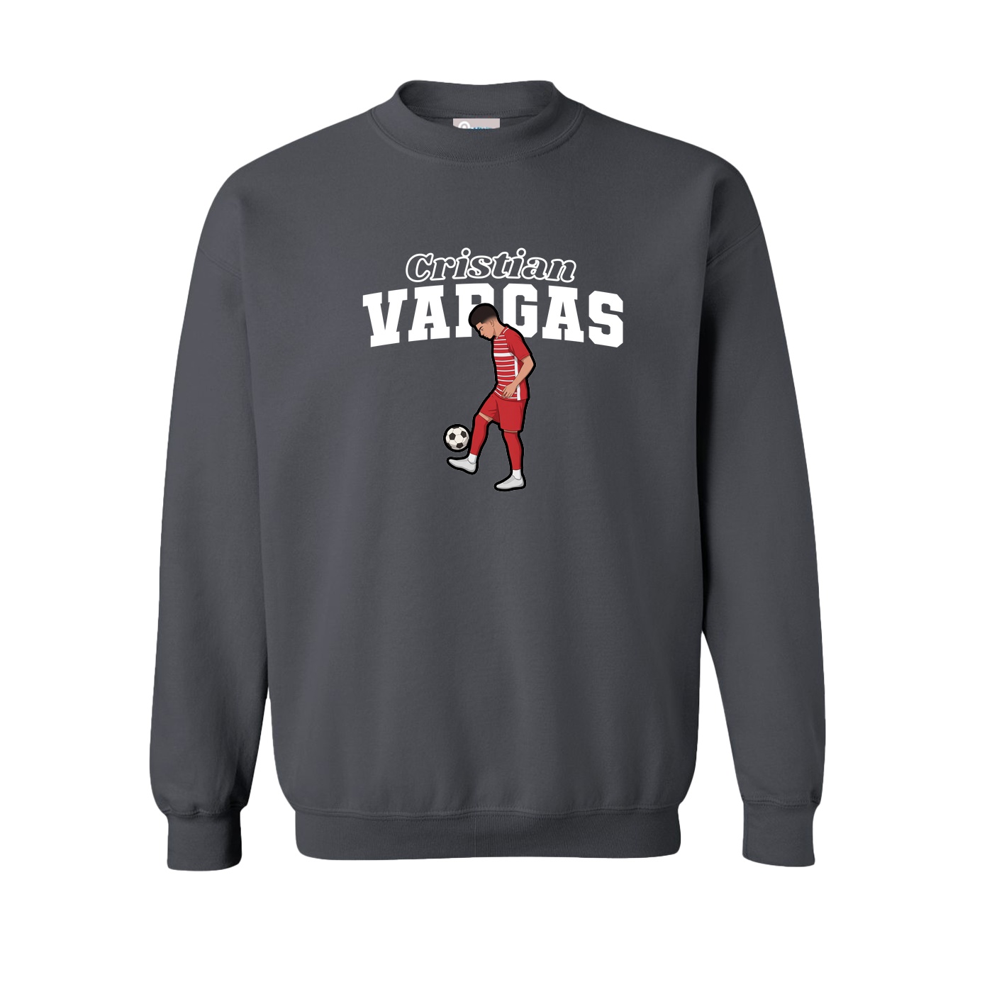 Fleece Crew — Name Arch in Grey