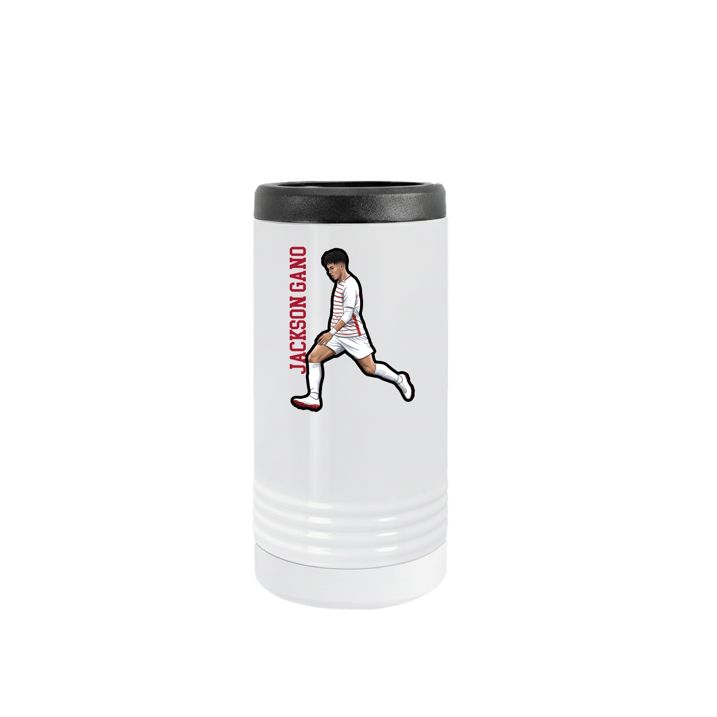 Slim Beverage Holder — Name Vertical in White