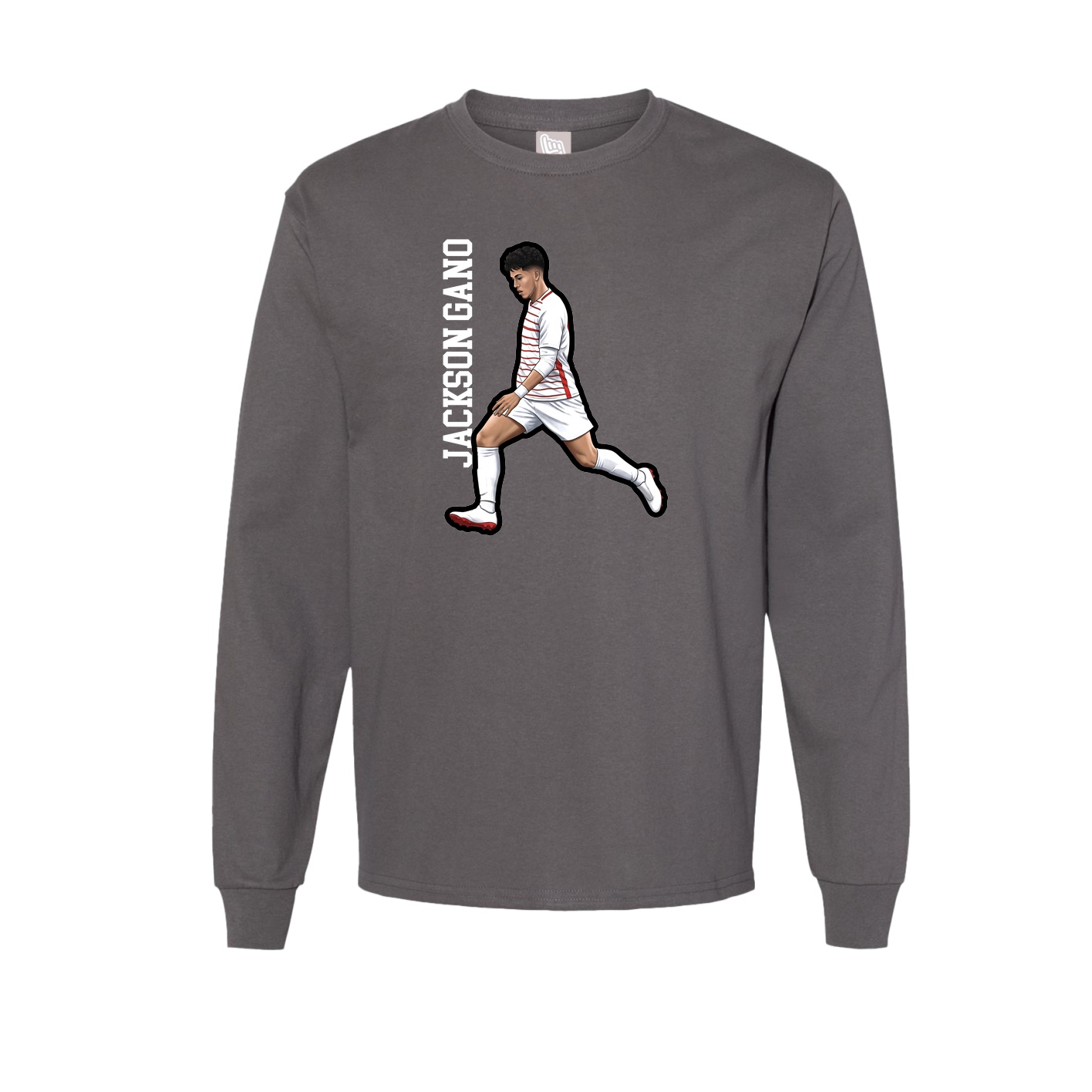 Long Sleeve Tee — Name Vertical in Grey