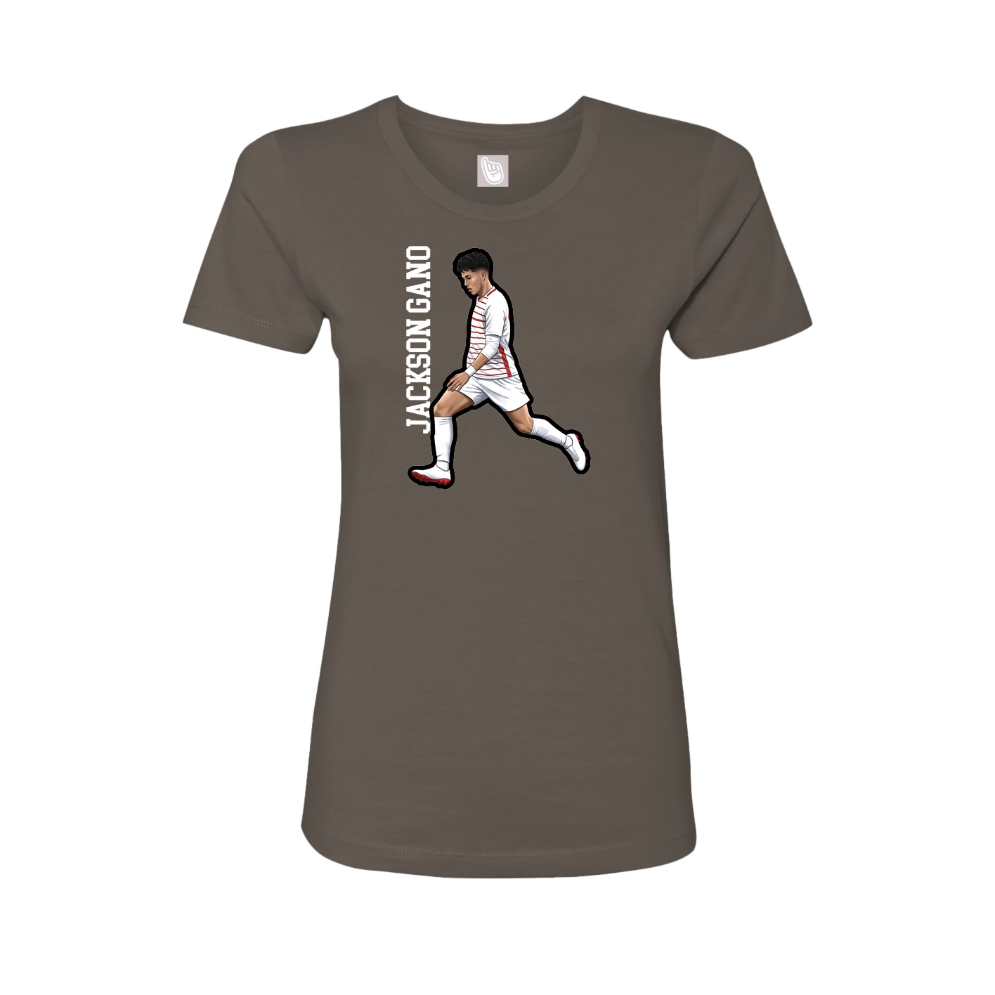 Fitted Women's Tee — Name Vertical in Grey