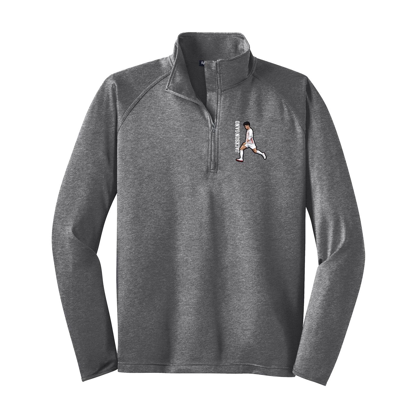 Q-Zip Pullover — Name Vertical in Grey