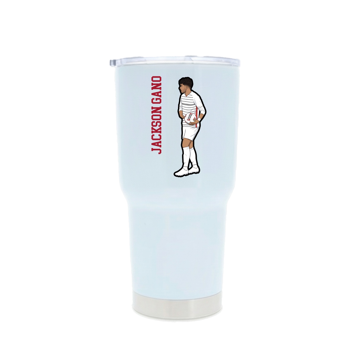 30oz Stainless Steel Tumbler — Name Vertical in White