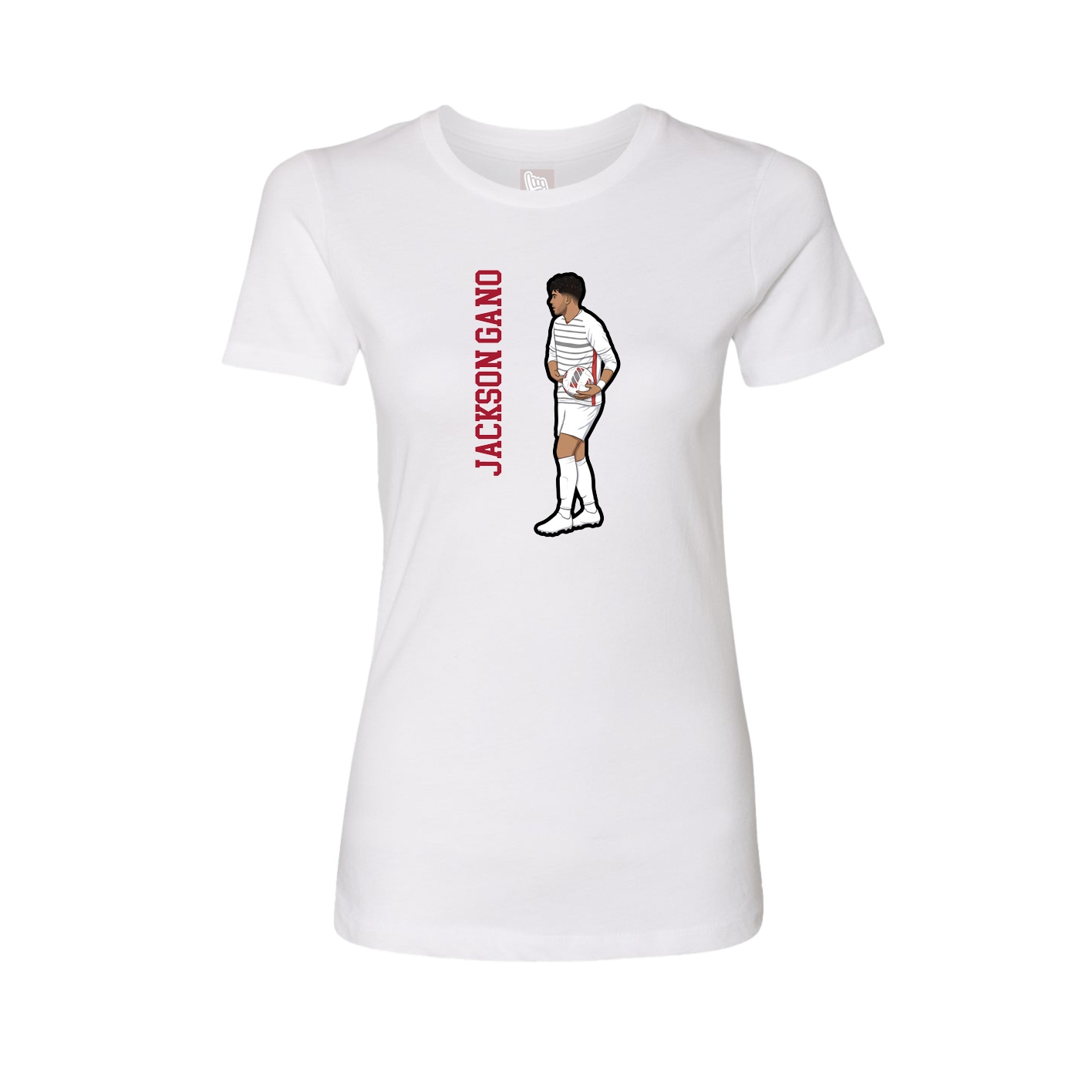 Fitted Women's Tee — Name Vertical in White