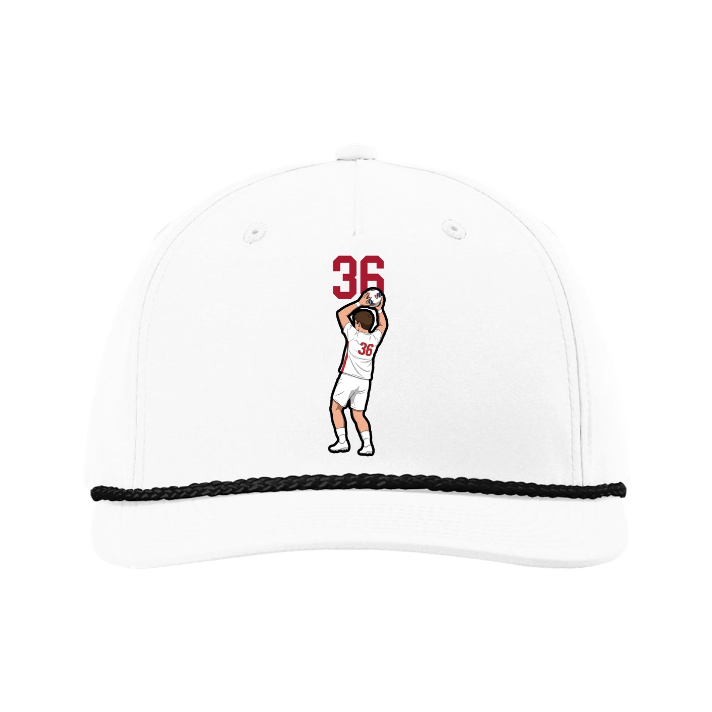 Five-Panel Classic Rope Cap — Number Top in White