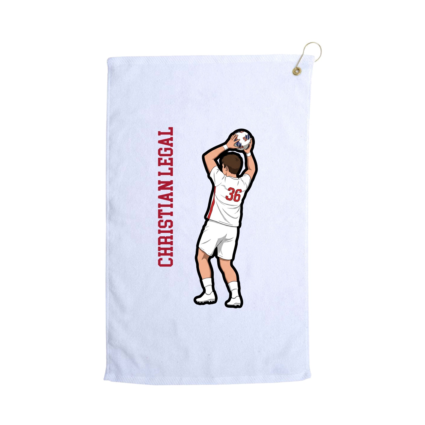Golf Towel — Name Vertical in White
