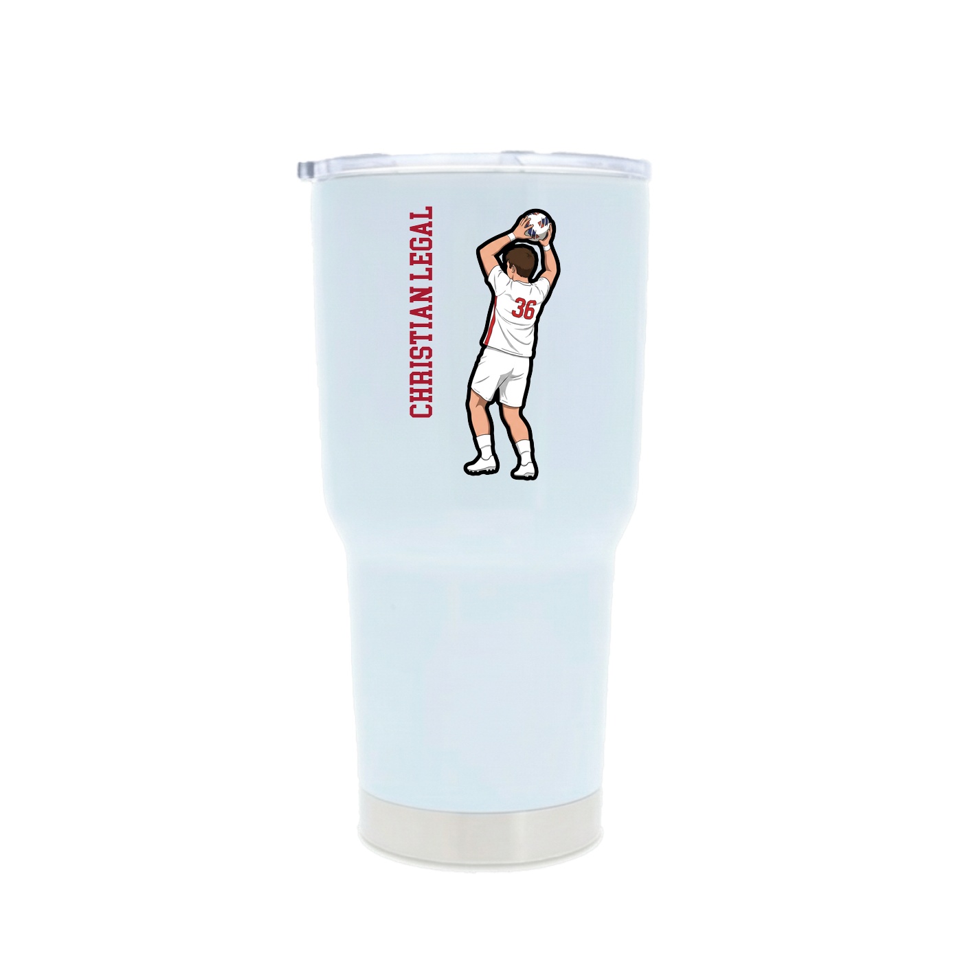 30oz Stainless Steel Tumbler — Name Vertical in White