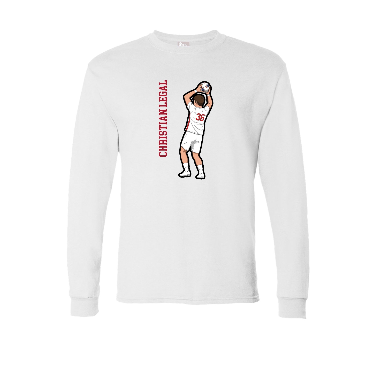 Long Sleeve Tee — Name Vertical in White