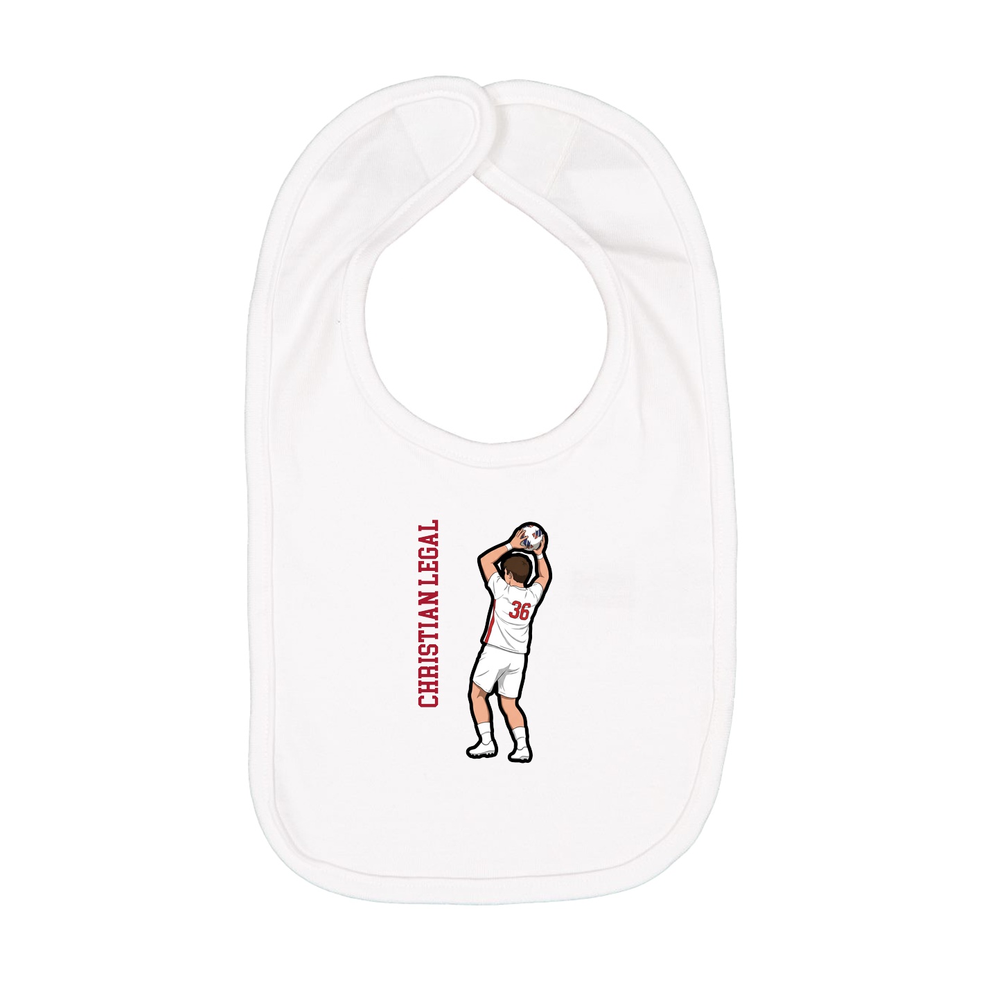 Infant Bib — Name Vertical in White