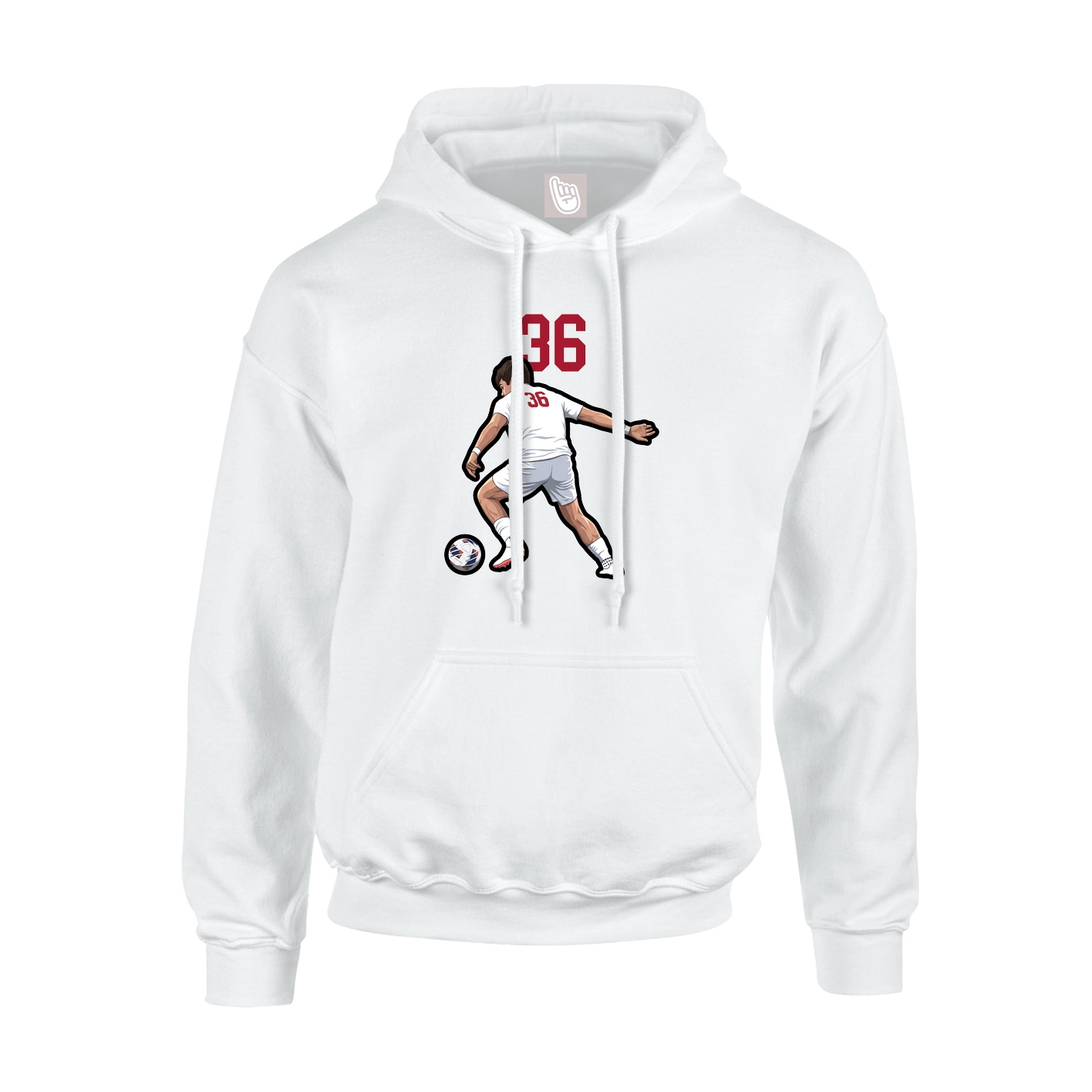 Youth Hoodie — Number Top in White