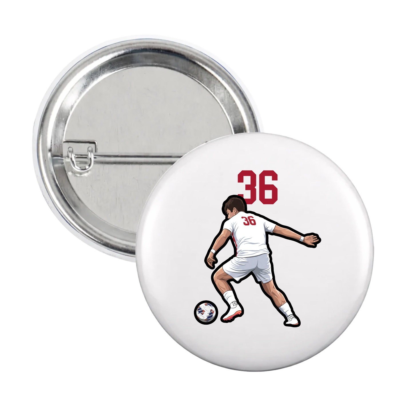 Game Day Button — Number Top in White