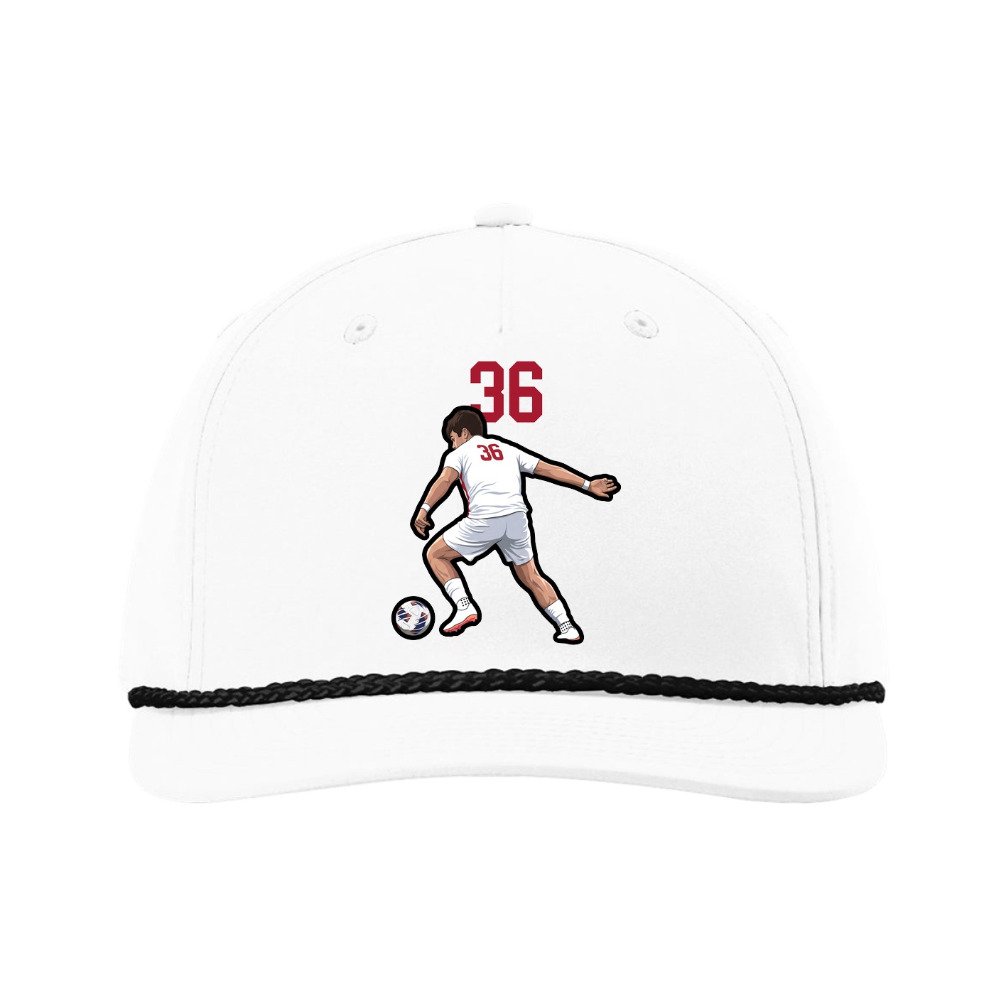 Five-Panel Classic Rope Cap — Number Top in White
