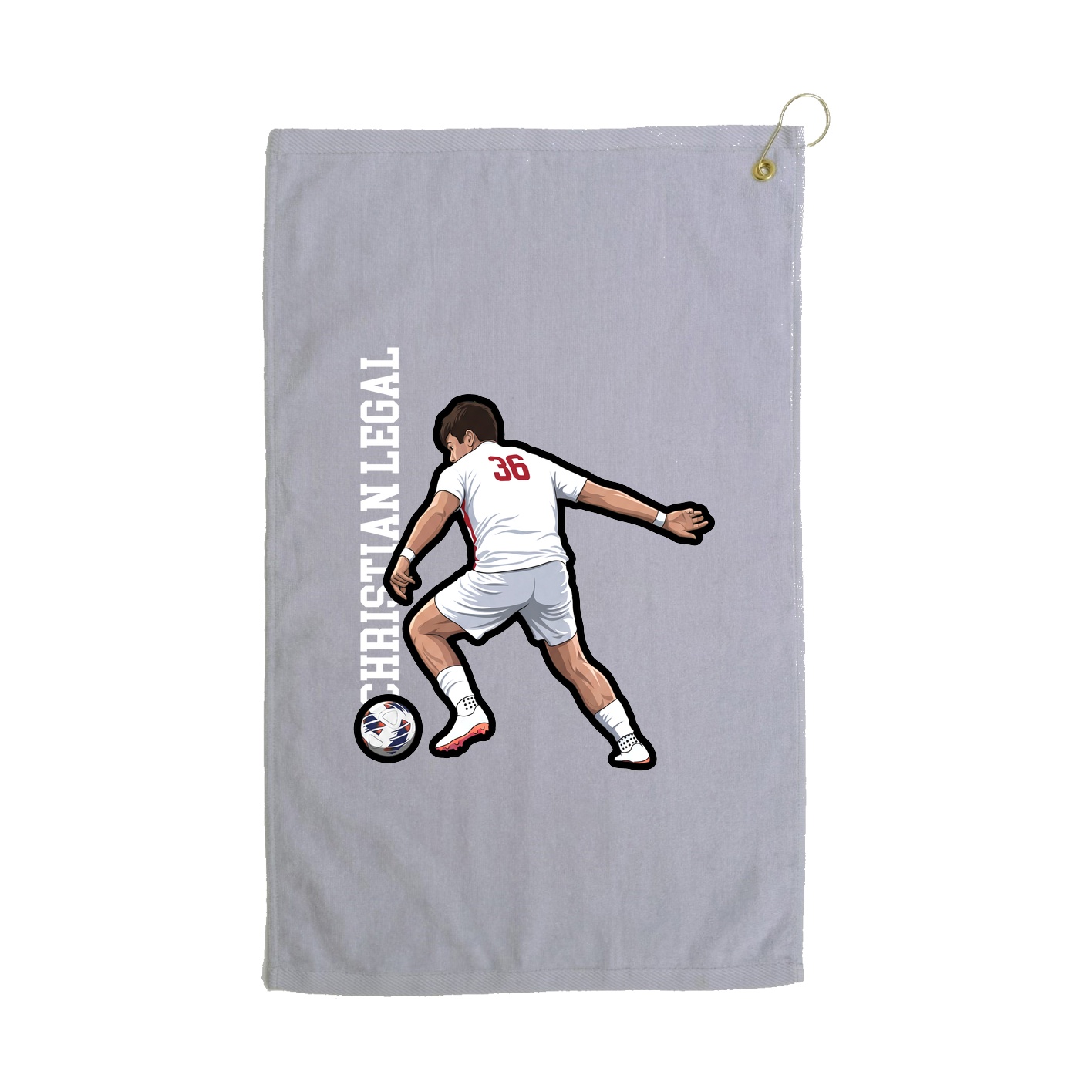 Golf Towel — Name Vertical in Grey