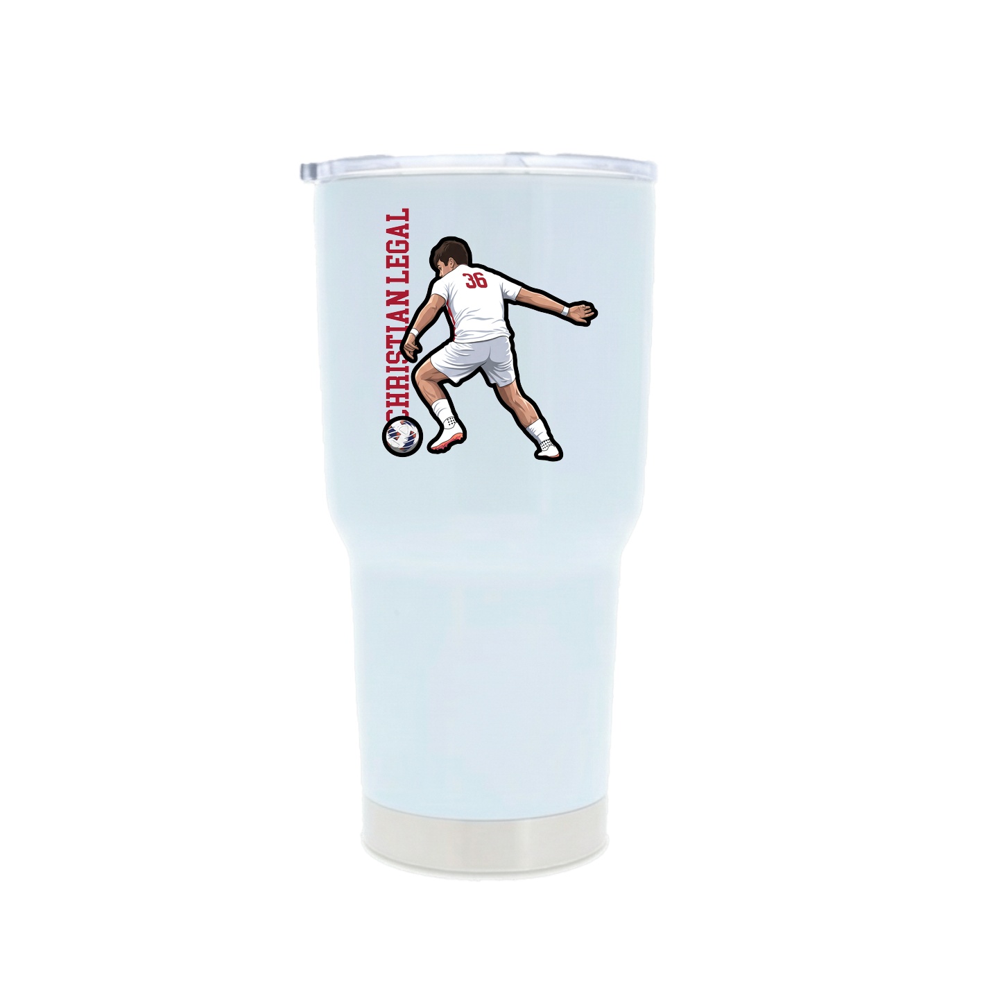 30oz Stainless Steel Tumbler — Name Vertical in White
