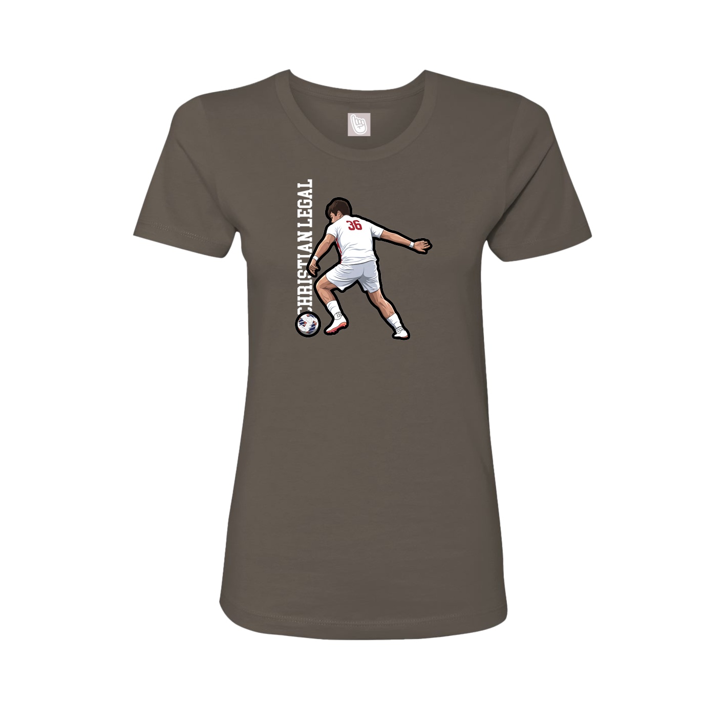 Fitted Women's Tee — Name Vertical in Grey