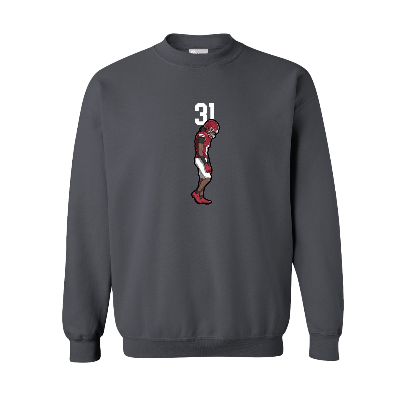 Fleece Crew — Number Top in Grey