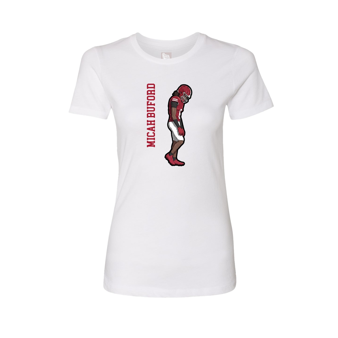 Fitted Women's Tee — Name Vertical in White