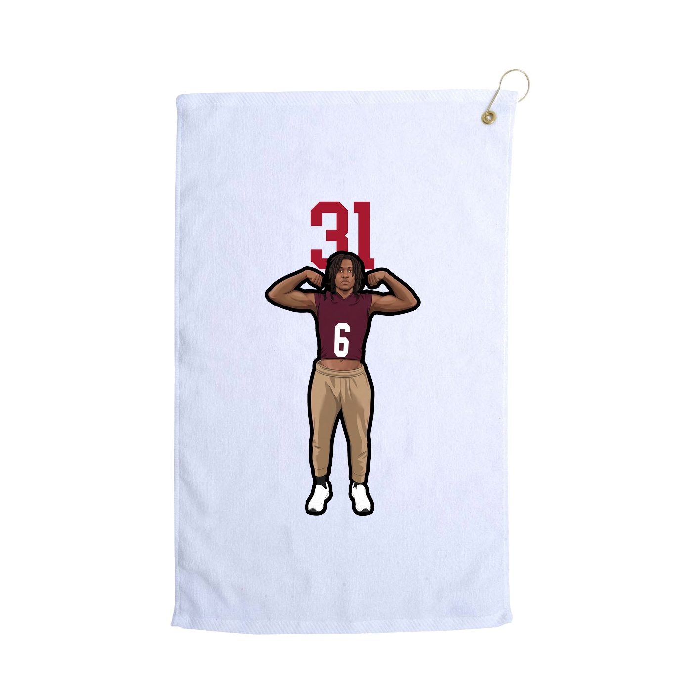 Golf Towel — Number Top in White