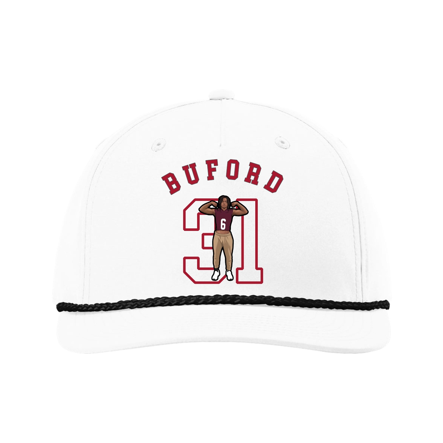 Five-Panel Classic Rope Cap — Shirsey Arch in White