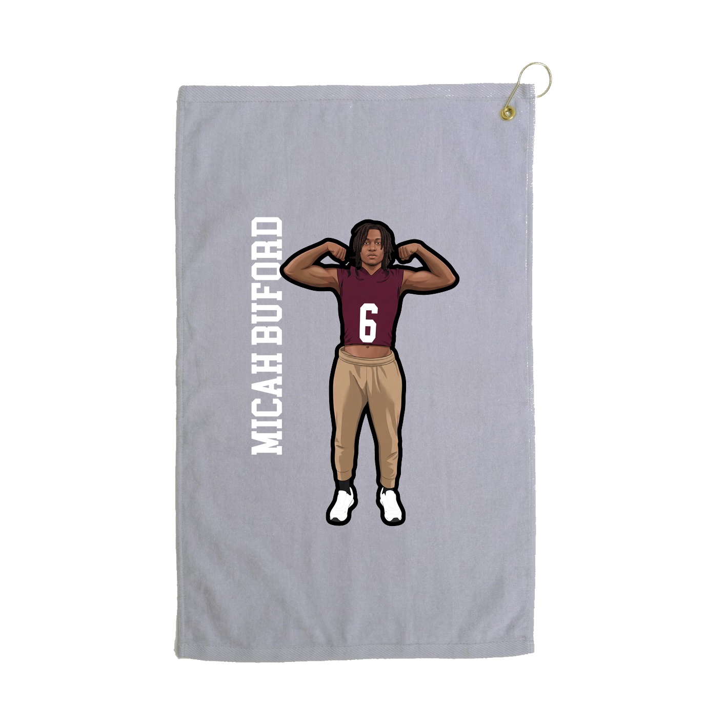 Golf Towel — Name Vertical in Grey