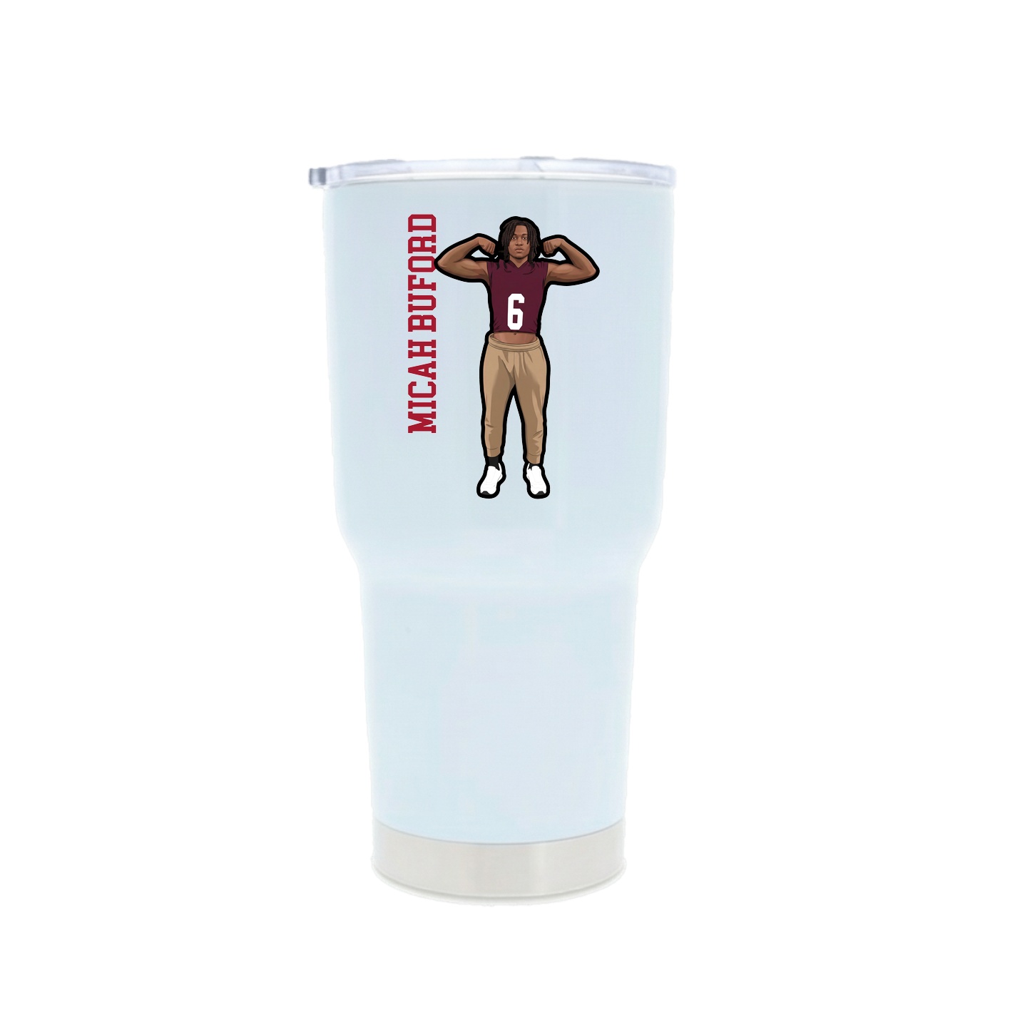 30oz Stainless Steel Tumbler — Name Vertical in White