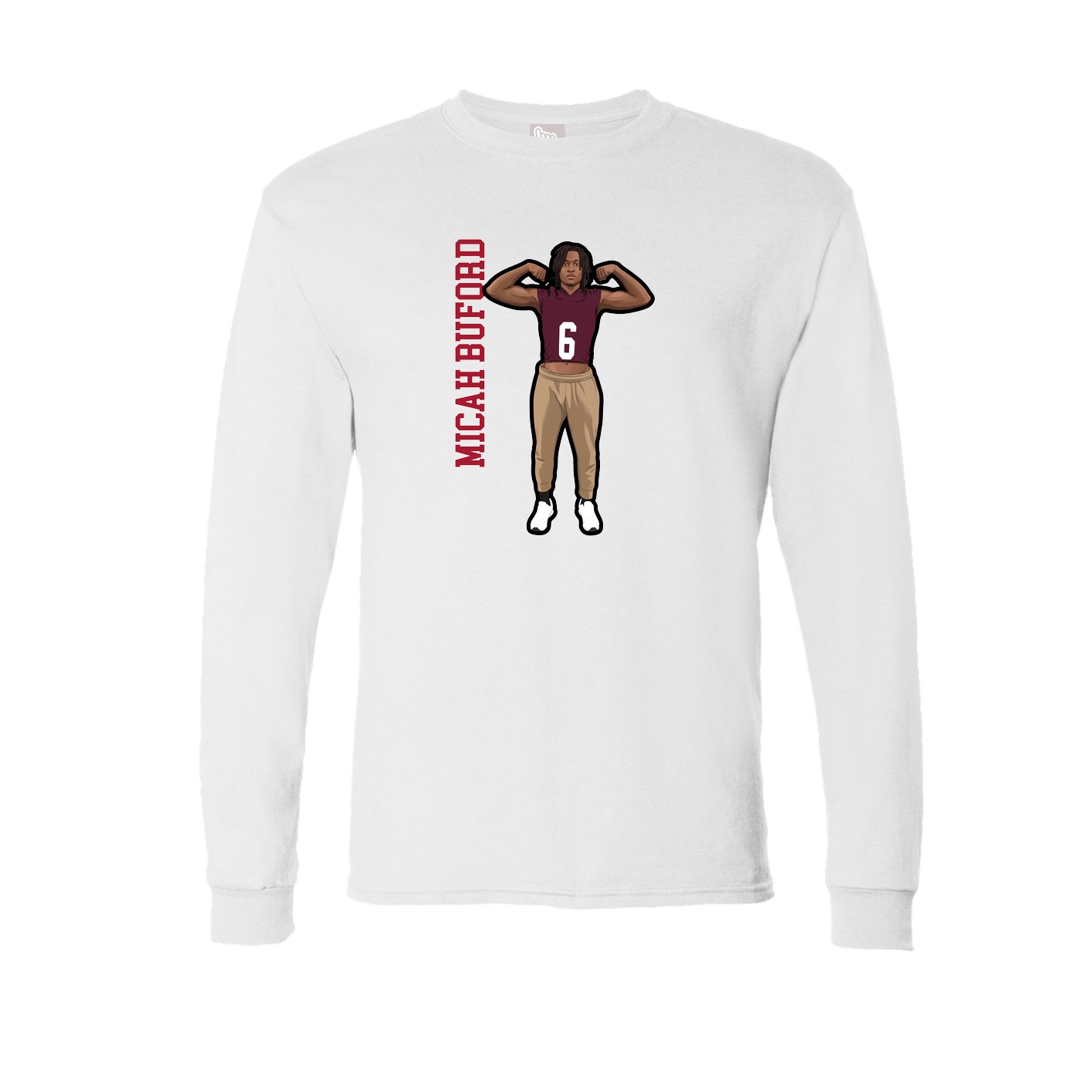 Long Sleeve Tee — Name Vertical in White