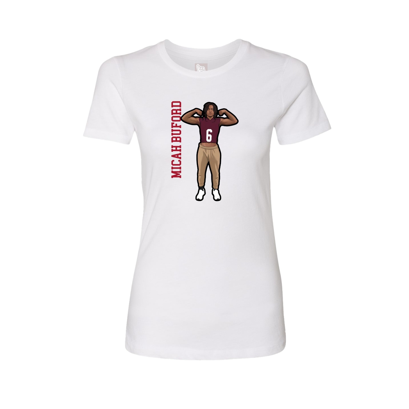 Fitted Women's Tee — Name Vertical in White